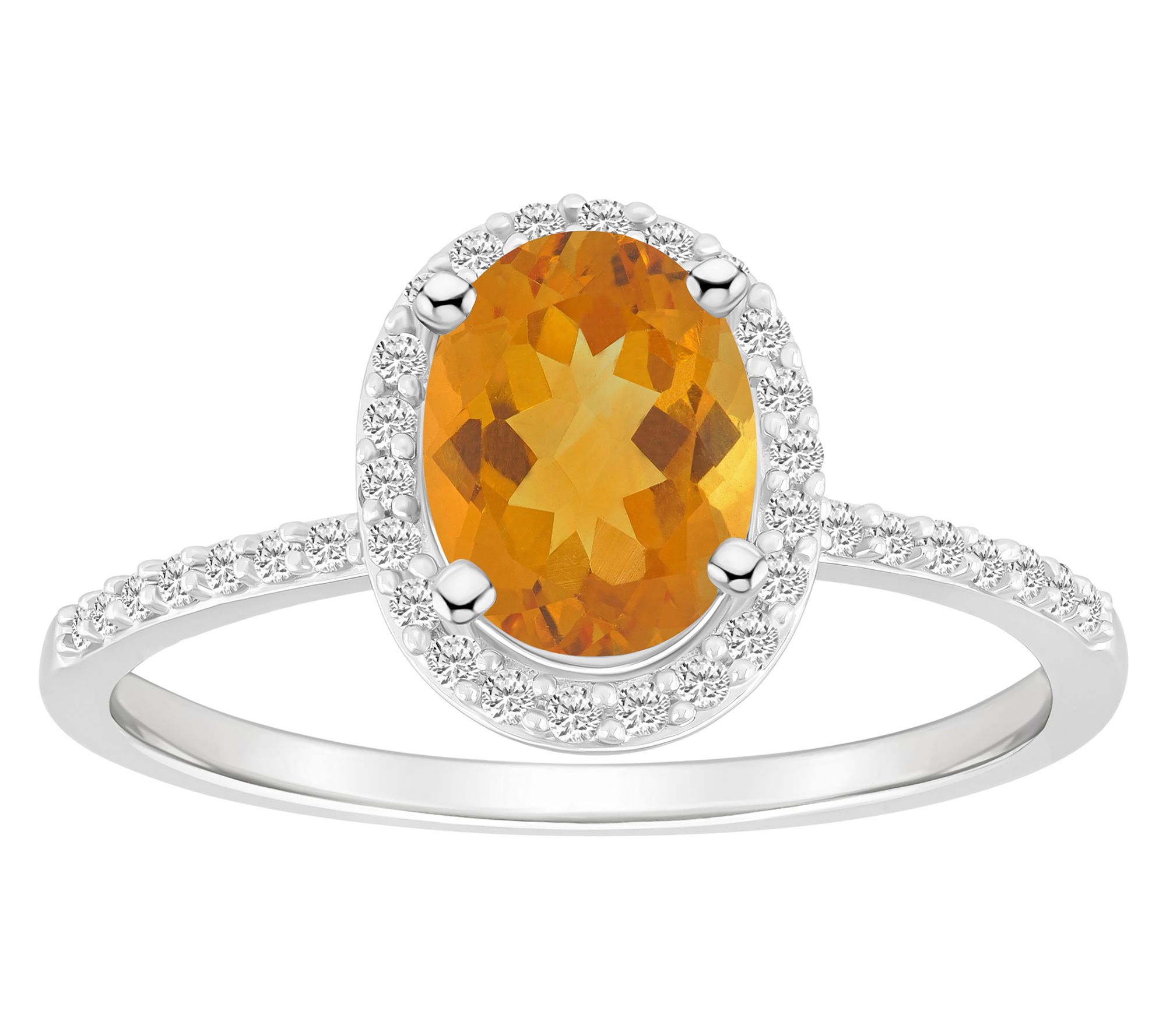 Affinity Gems Oval Gemstone Halo Ring, 10K White Gold
