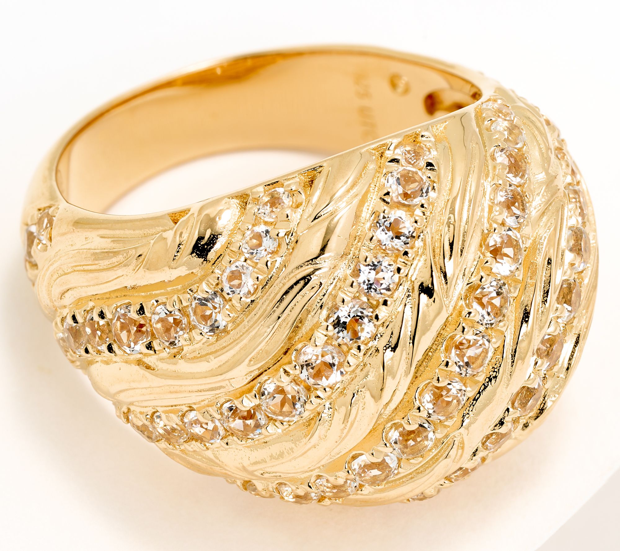 Christian James by Scott Grimes 14K Clad Pave Gemstone Ripple Bold Dome Ring