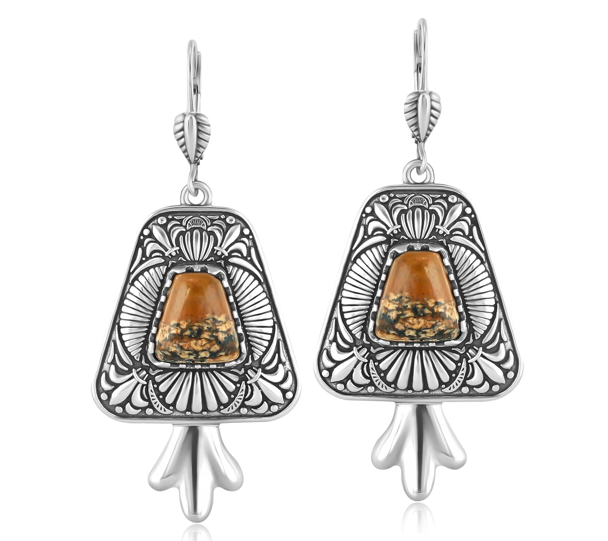 American West Sterling Gemstone Trapezoid LeverBack Earrings