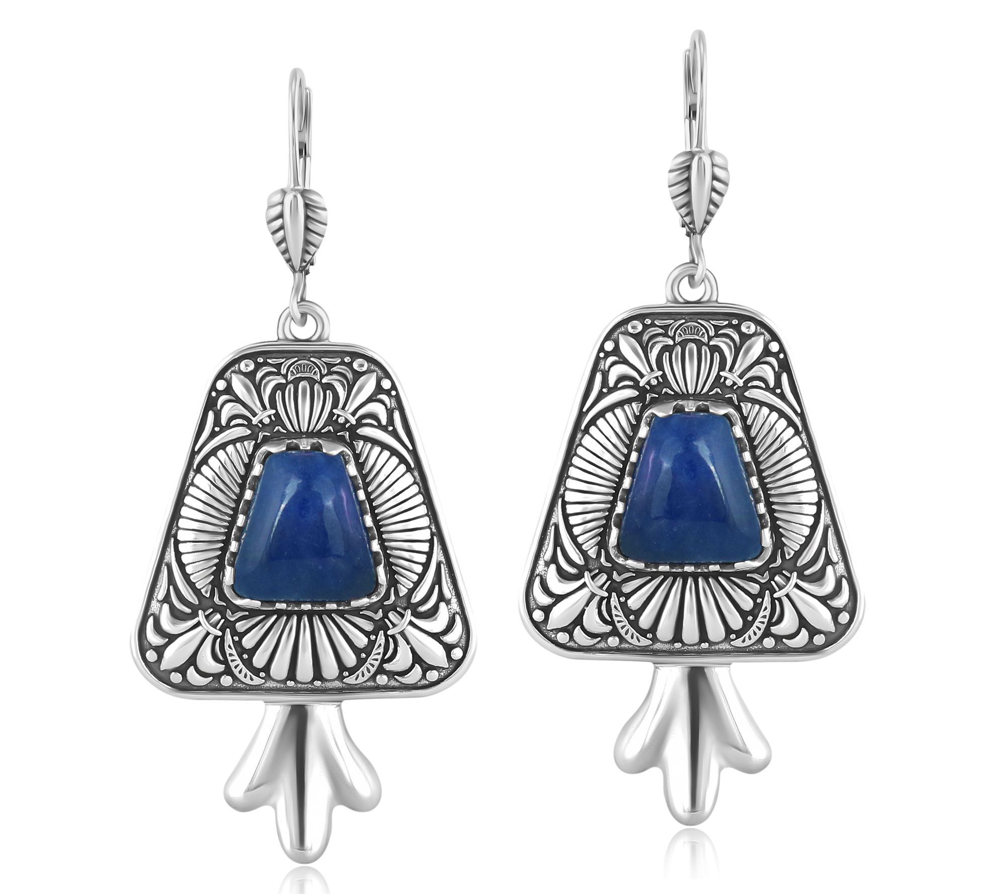 American West Sterling Gemstone Trapezoid LeverBack Earrings