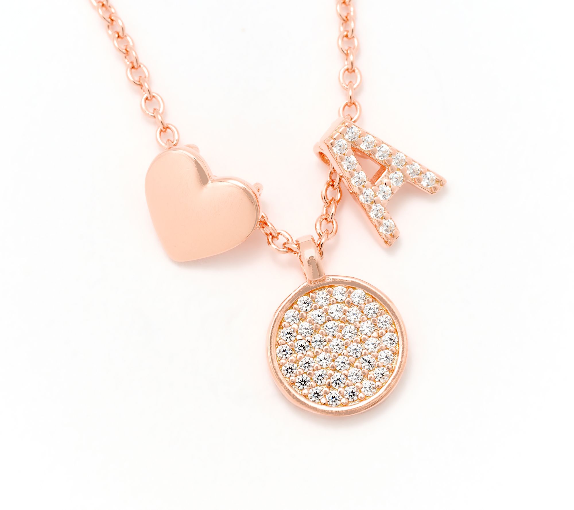 Diamonique x Kathy Levine Sentimental Necklace, 14K Rose Plated