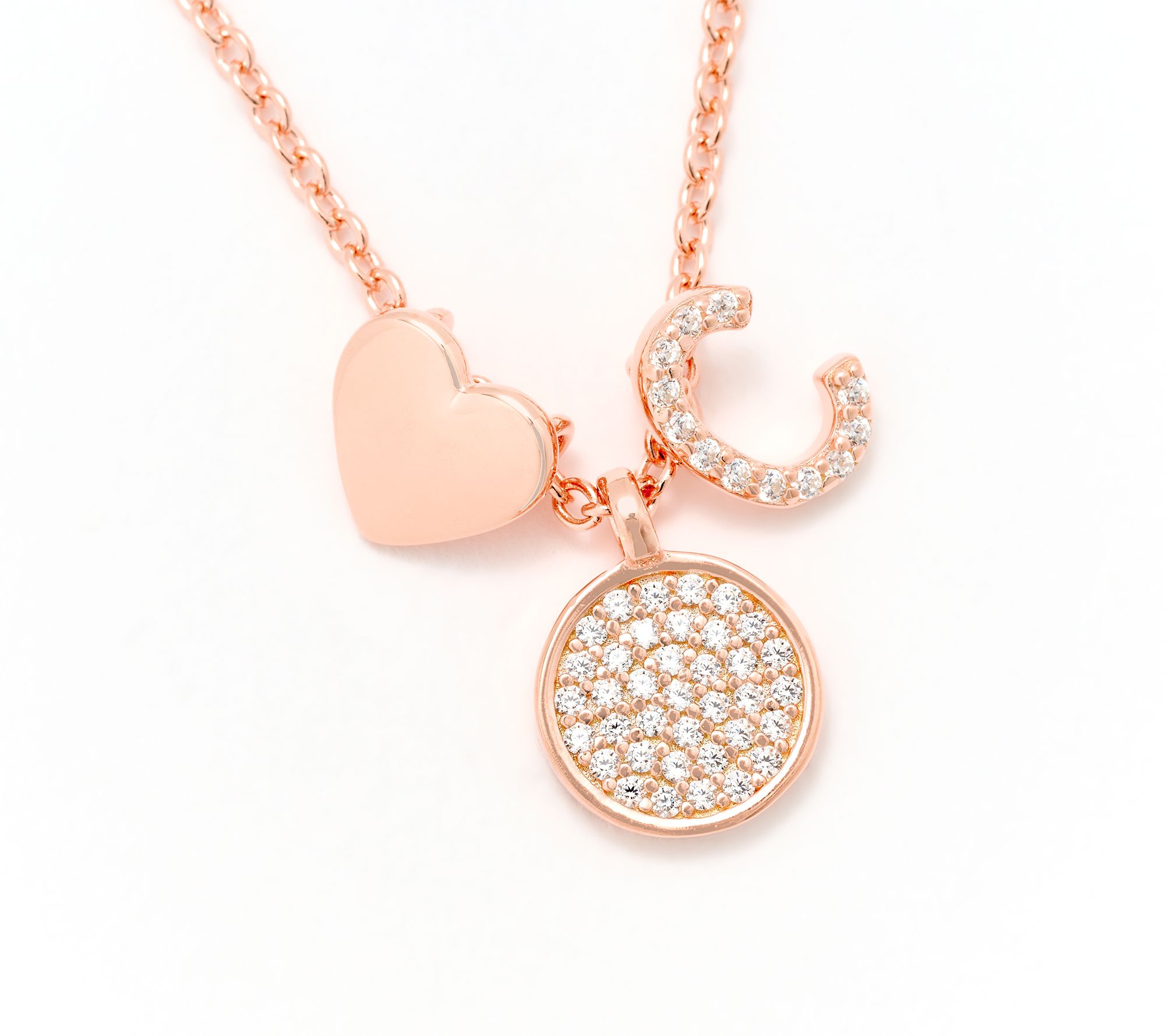 Diamonique x Kathy Levine Sentimental Necklace, 14K Rose Plated