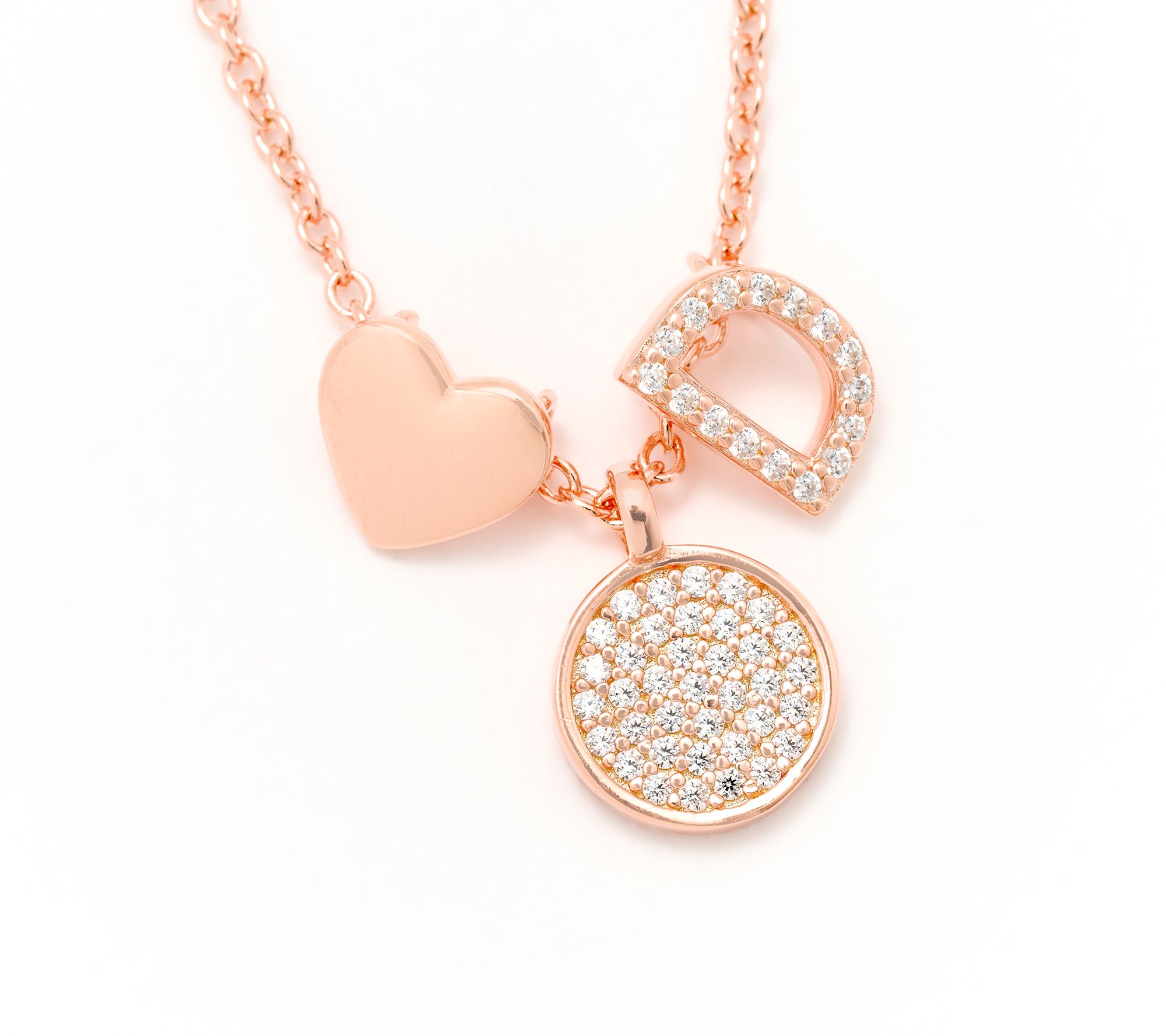 Diamonique x Kathy Levine Sentimental Necklace, 14K Rose Plated