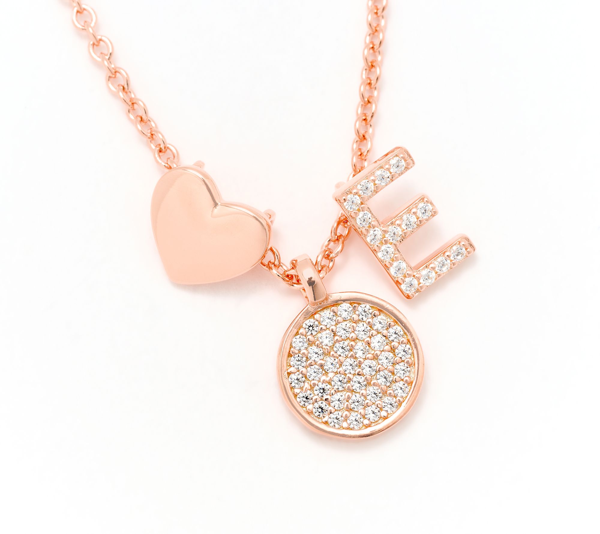 Diamonique x Kathy Levine Sentimental Necklace, 14K Rose Plated