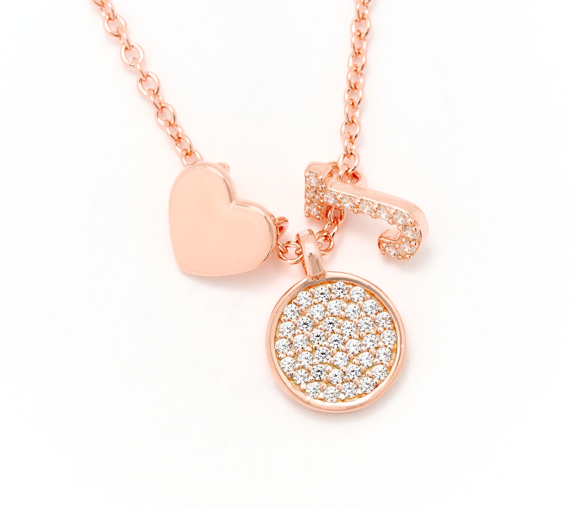 Diamonique x Kathy Levine Sentimental Necklace, 14K Rose Plated