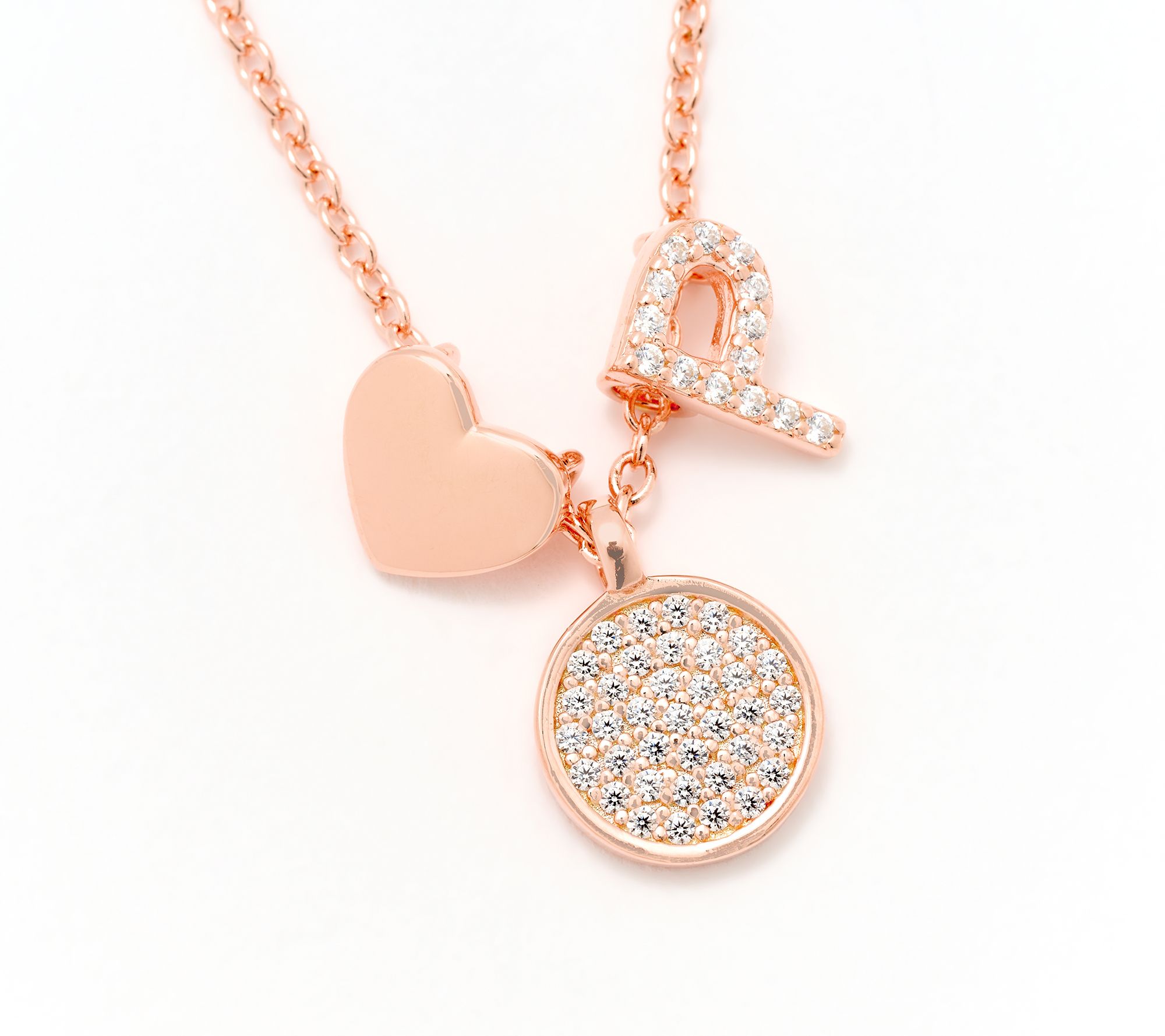 Diamonique x Kathy Levine Sentimental Necklace, 14K Rose Plated