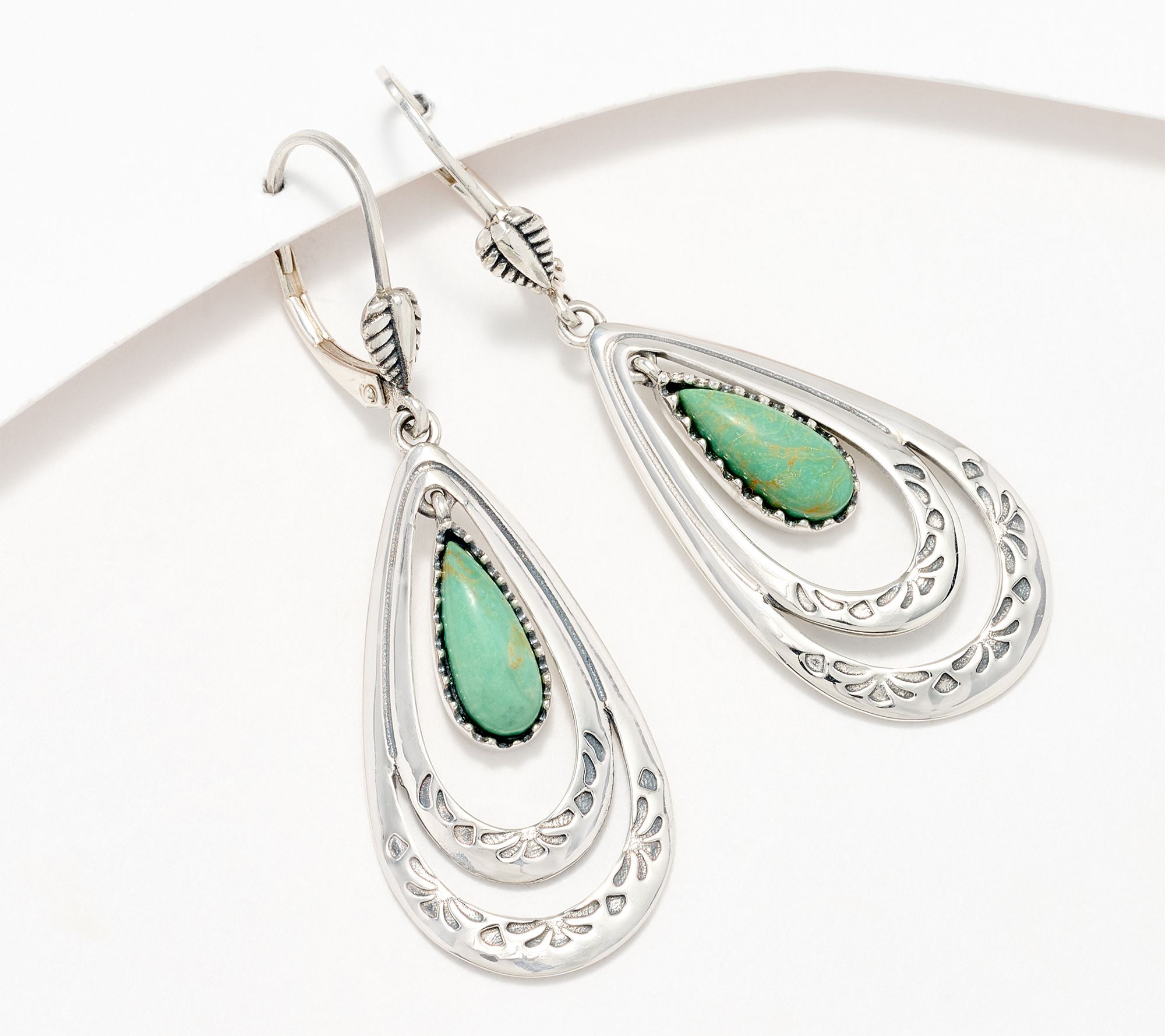 American West Sterling Silver Teardrop Gemstone Earrings