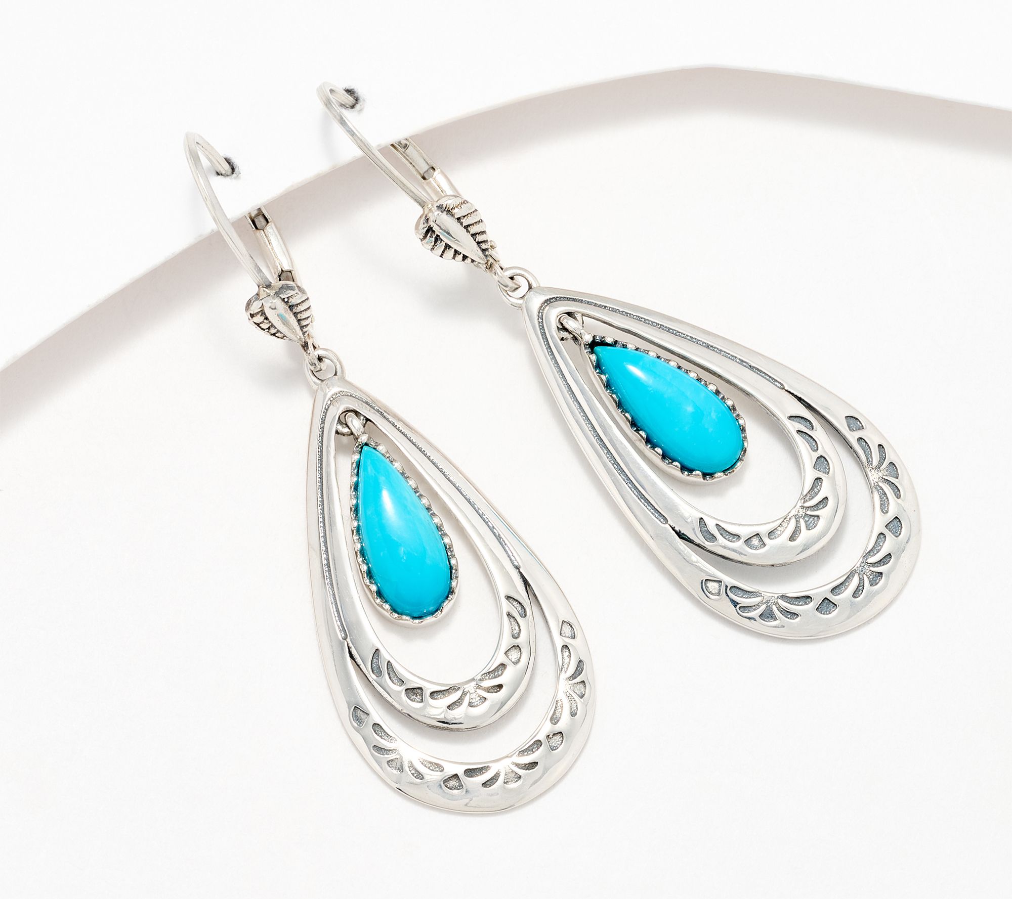American West Sterling Silver Teardrop Gemstone Earrings
