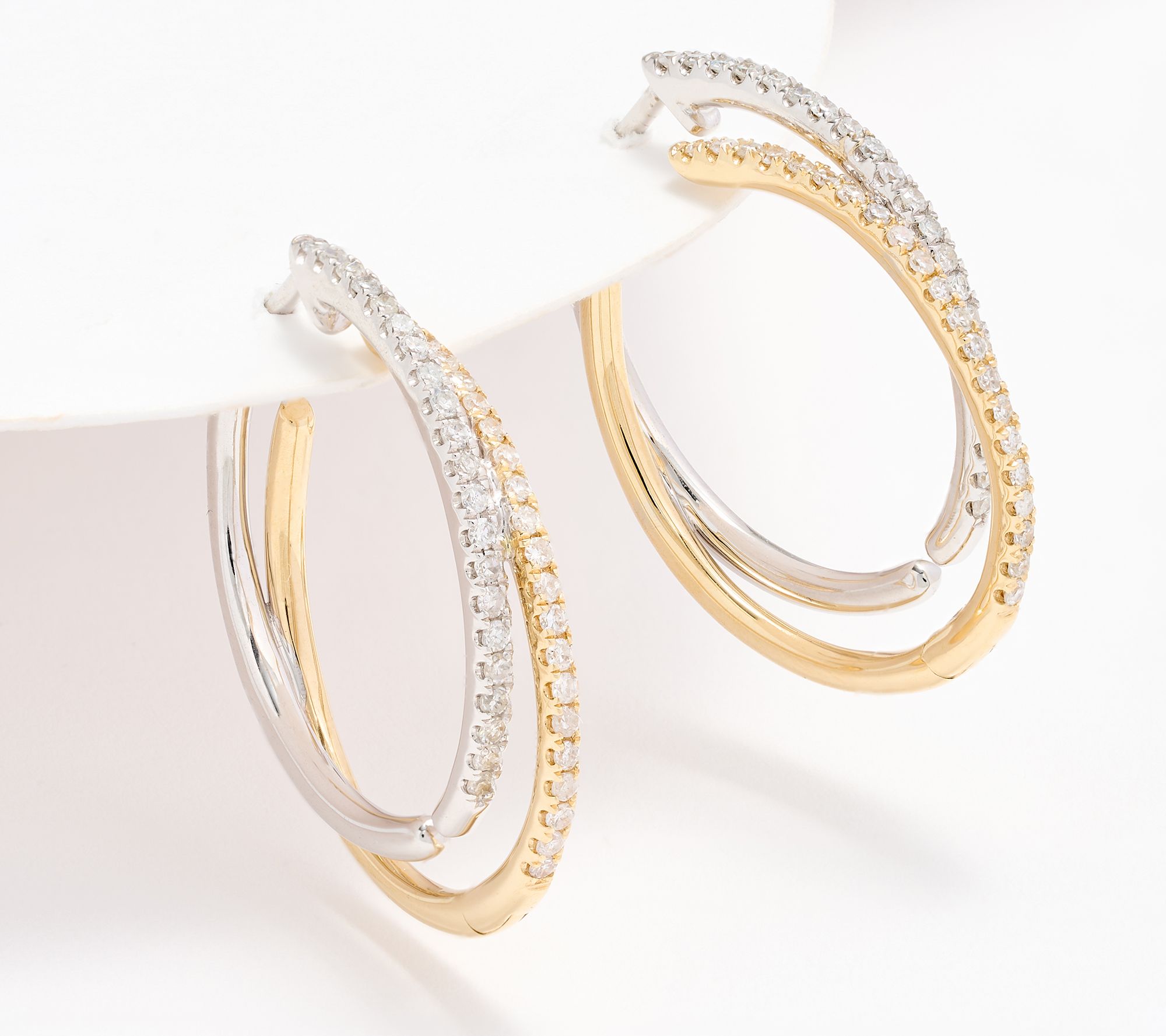 Affinity Diamonds 0.40 cttw 1" Hoop Earrings, 14K Gold