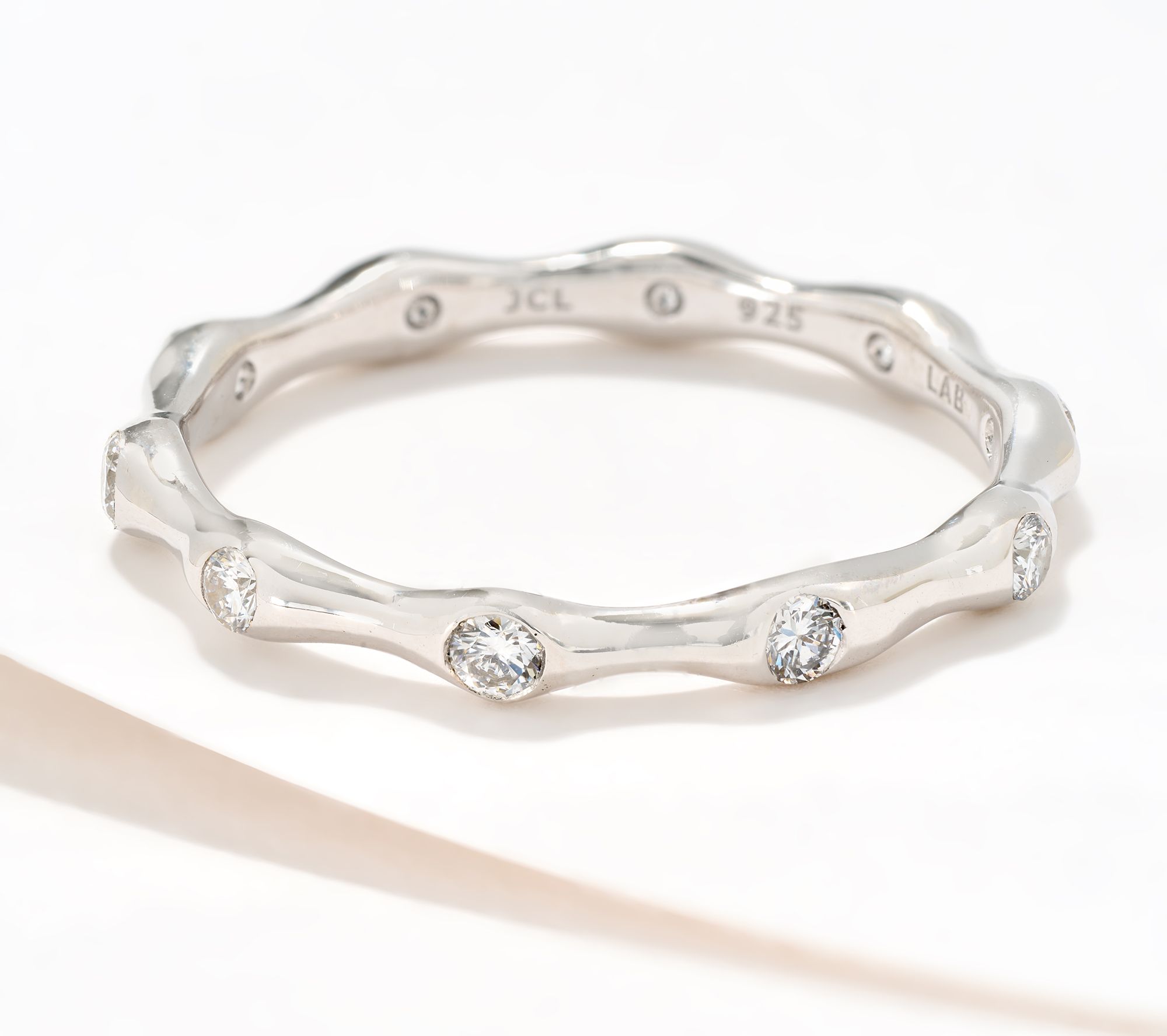 Fire Light Lab Grown Diamond 0.3 cttw Bamboo Ring, Sterling
