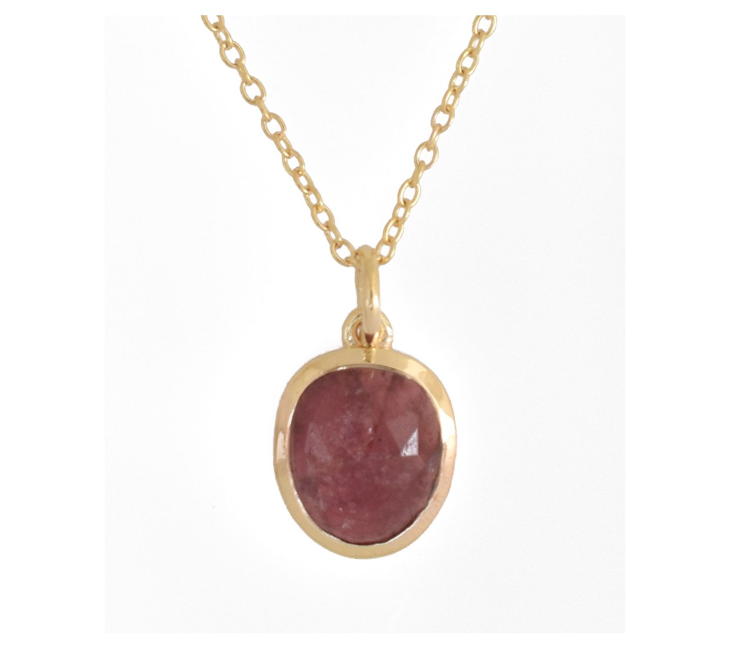 Affinity Gems Tourmaline Pendant w/ Chain, 14KGold Plated