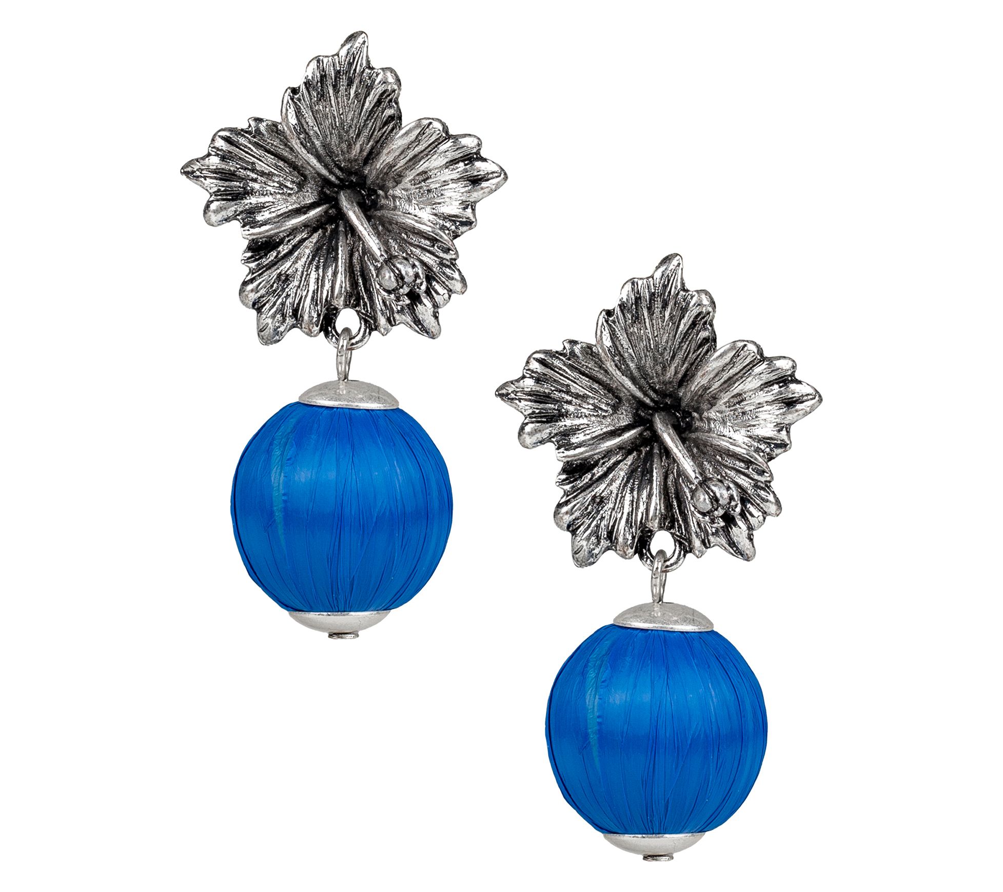 Patricia Nash Hibiscus Raffia Bead Drop Earrings