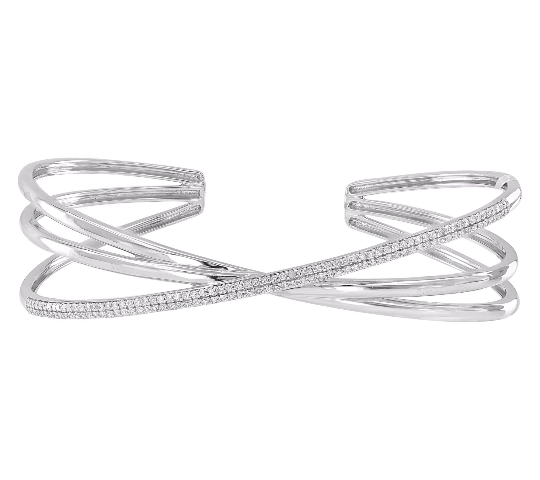 Affinity Diamonds 0.50 cttw Pave Open Cuff, Sterling Silver