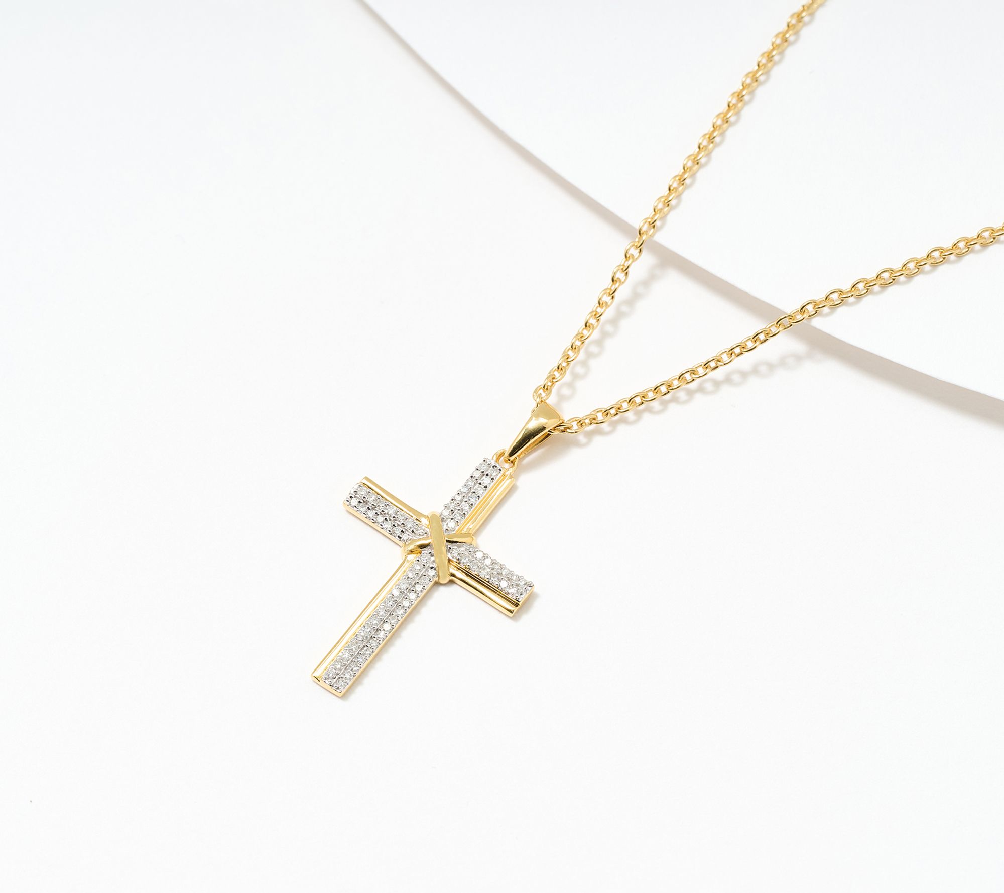  Affinity Diamonds Double Row 0.15 cttw Cross 20" Necklace