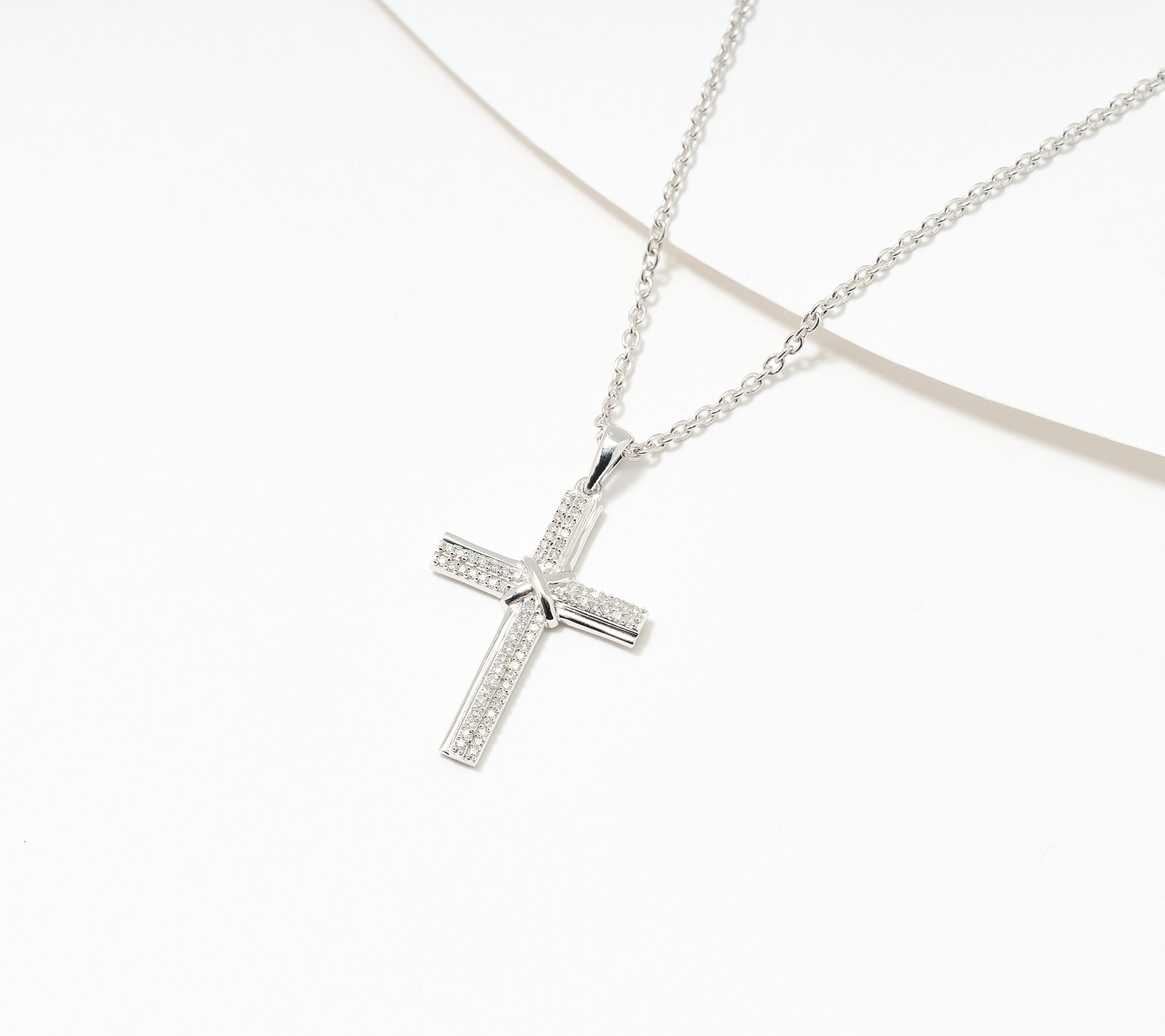 Affinity Diamonds Double Row 0.15 cttw Cross 20" Necklace