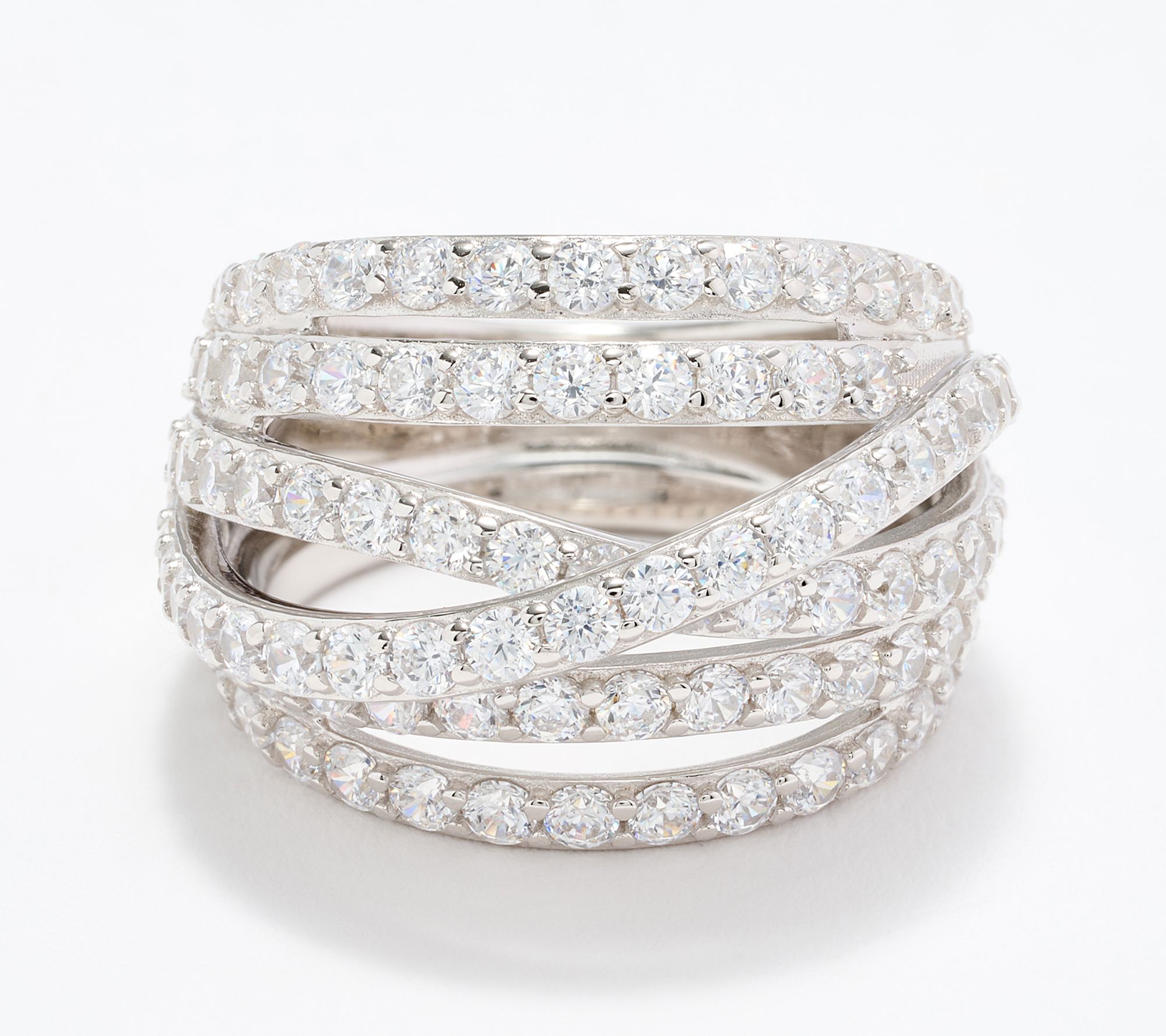 Diamonique Italia Multi Layer Ring, Sterling Silver