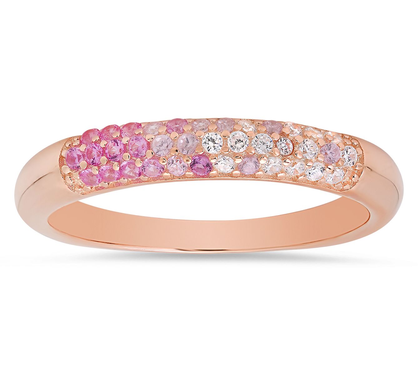 Diamonique Petite Pink Ombre Pave Band Ring, Sterling Silver