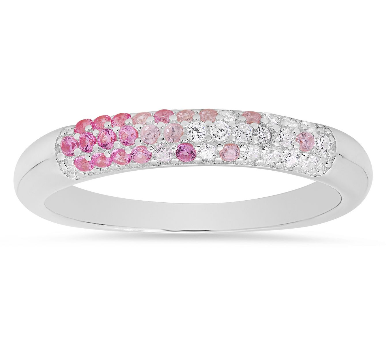 Diamonique Petite Pink Ombre Pave Band Ring, Sterling Silver