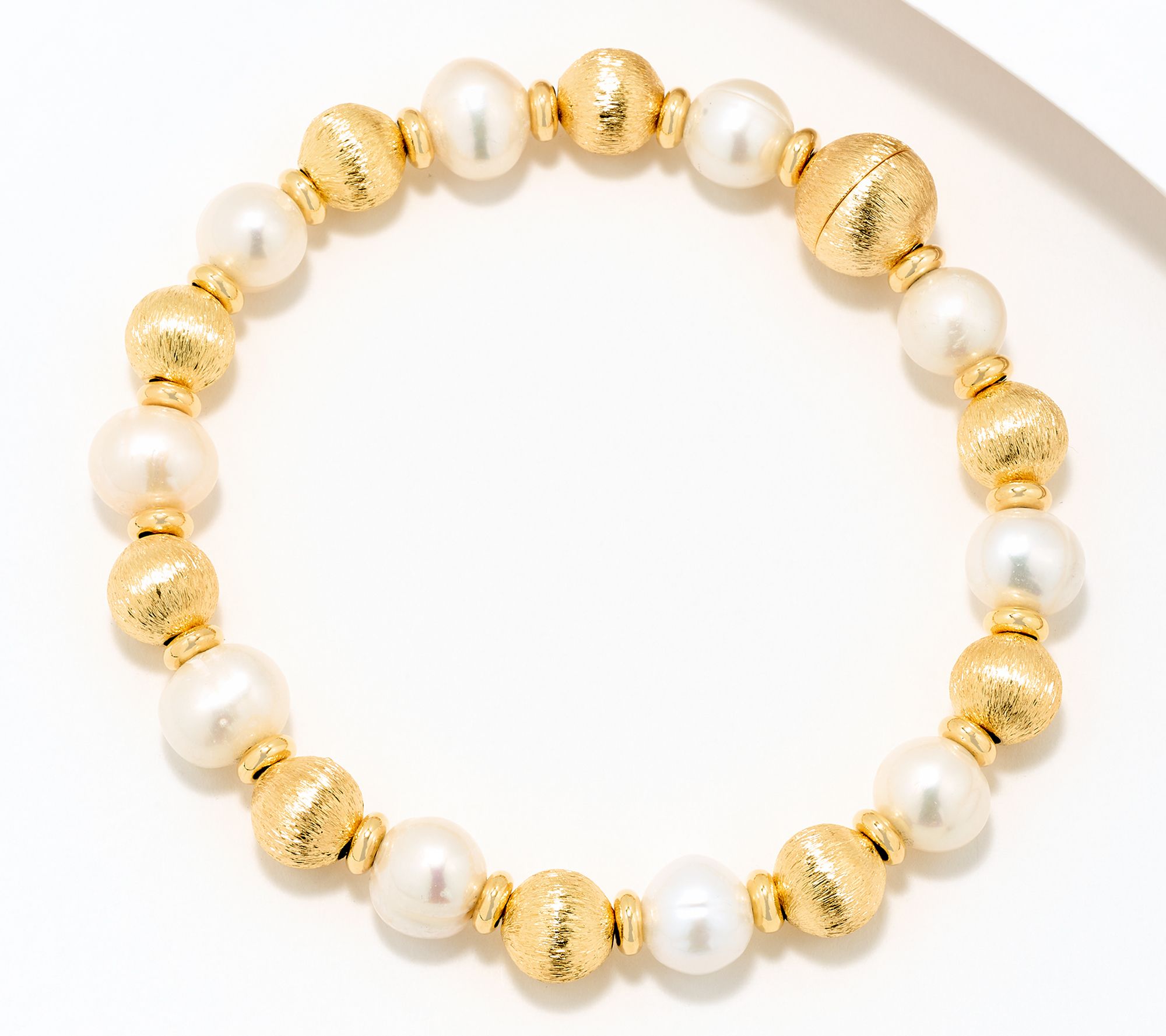 "As Is" Honora Cultured Pearl Magnetic Satin Bead Bracelet, Bronze