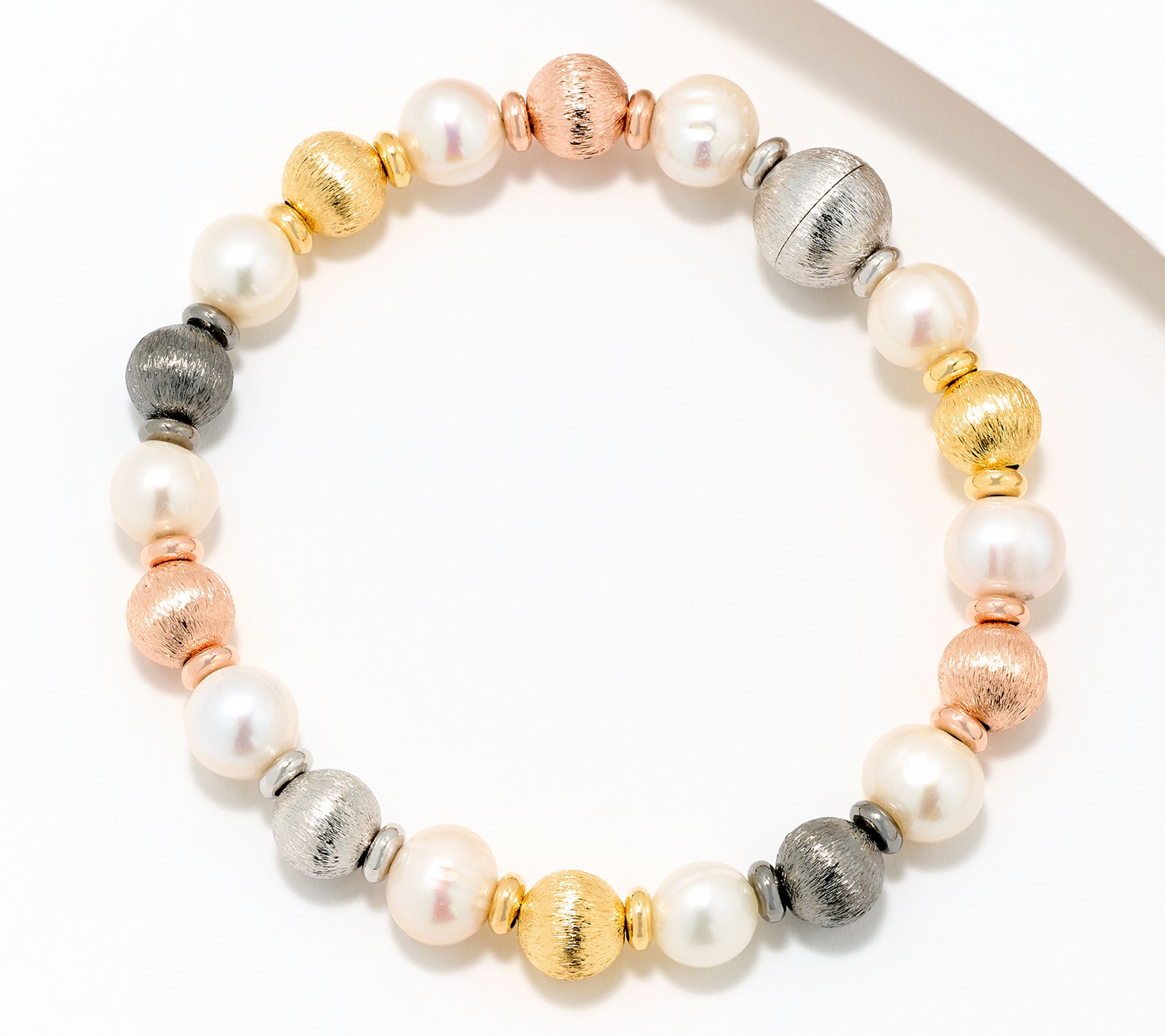 "As Is" Honora Cultured Pearl Magnetic Satin Bead Bracelet, Bronze