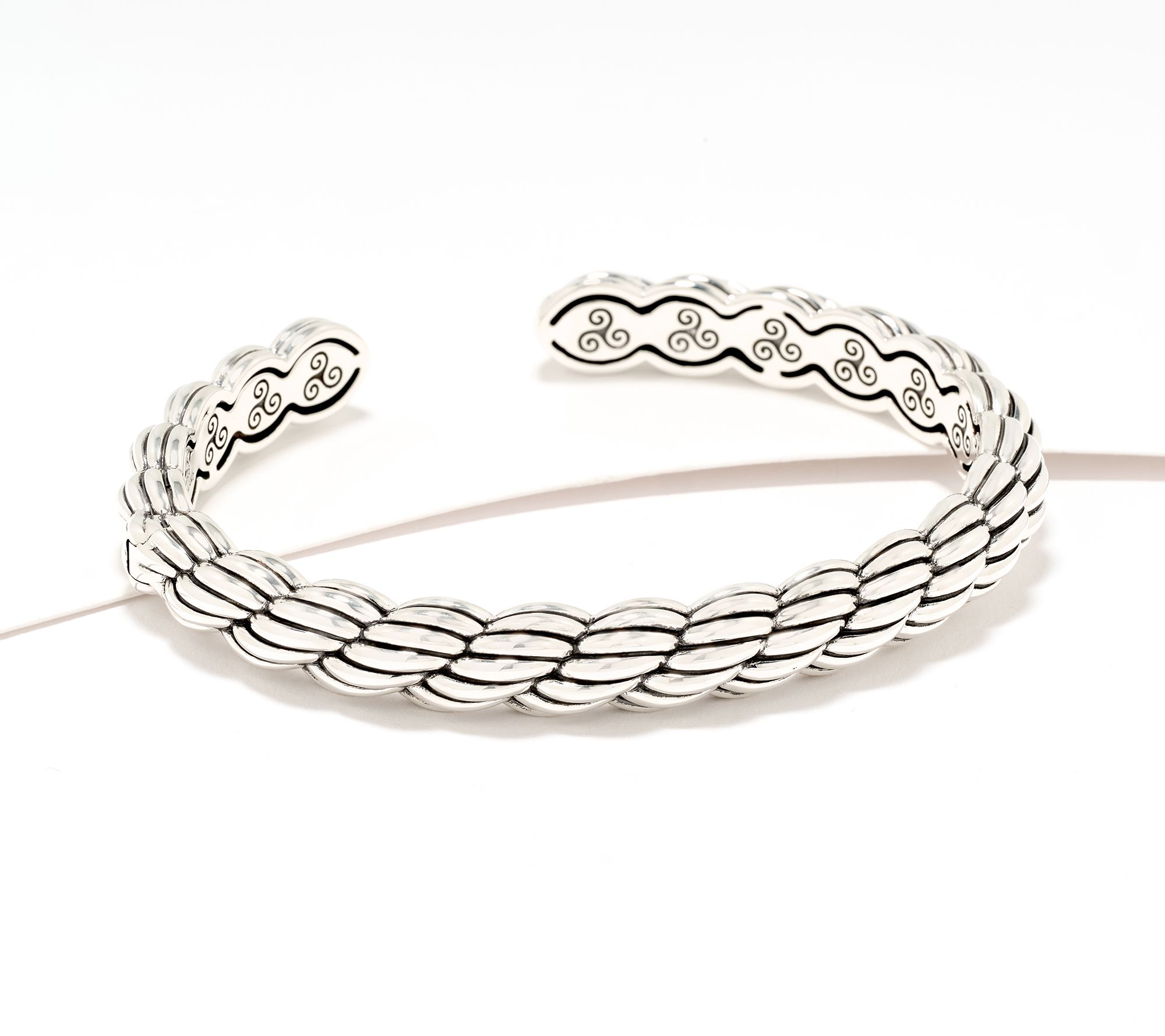 JAI Ireland Sterling Silver Cara Rope Textured Cuff, 33.0g