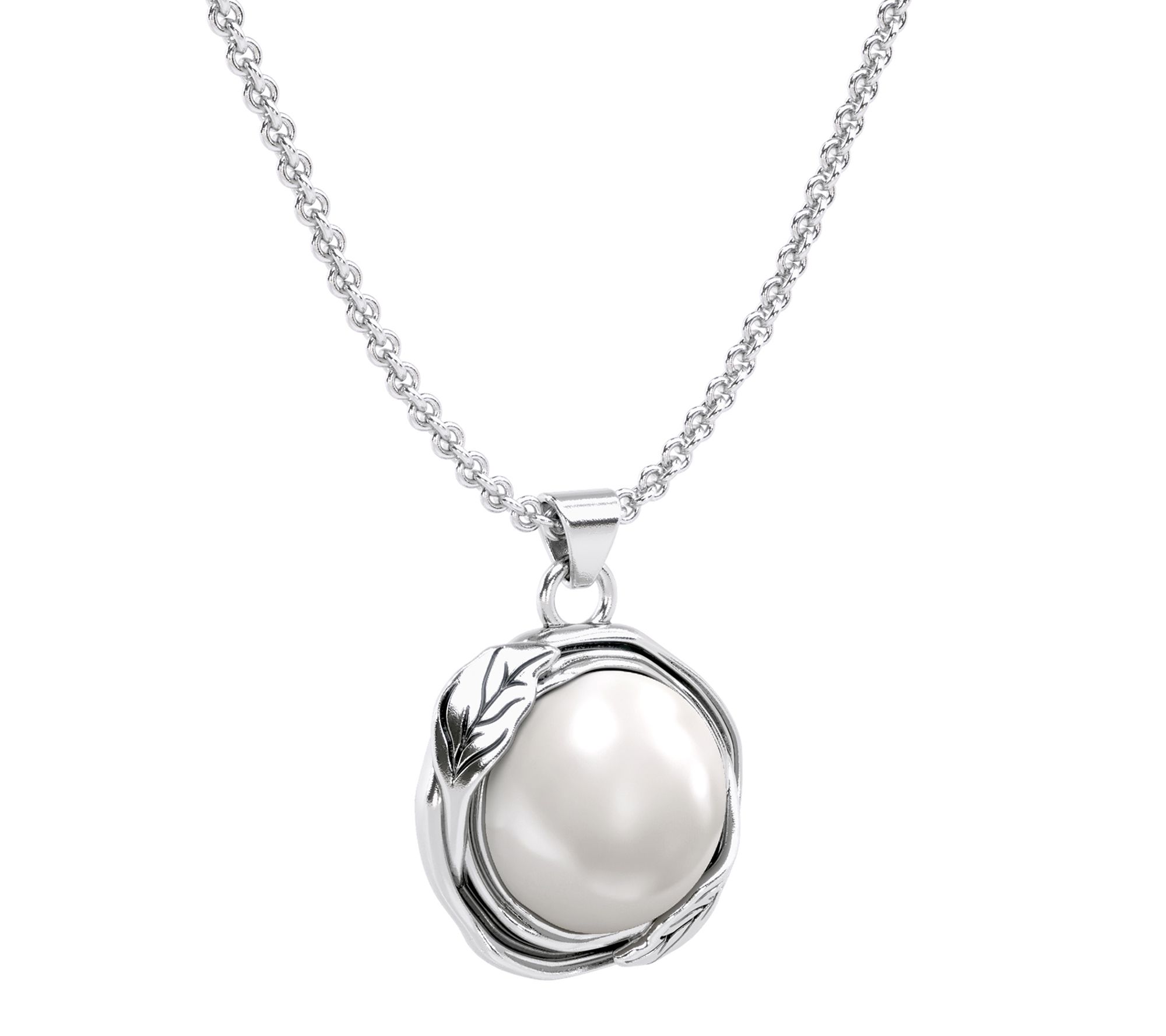 Or Paz Cultured Pearl Leaf Design Pendant w/ Chain