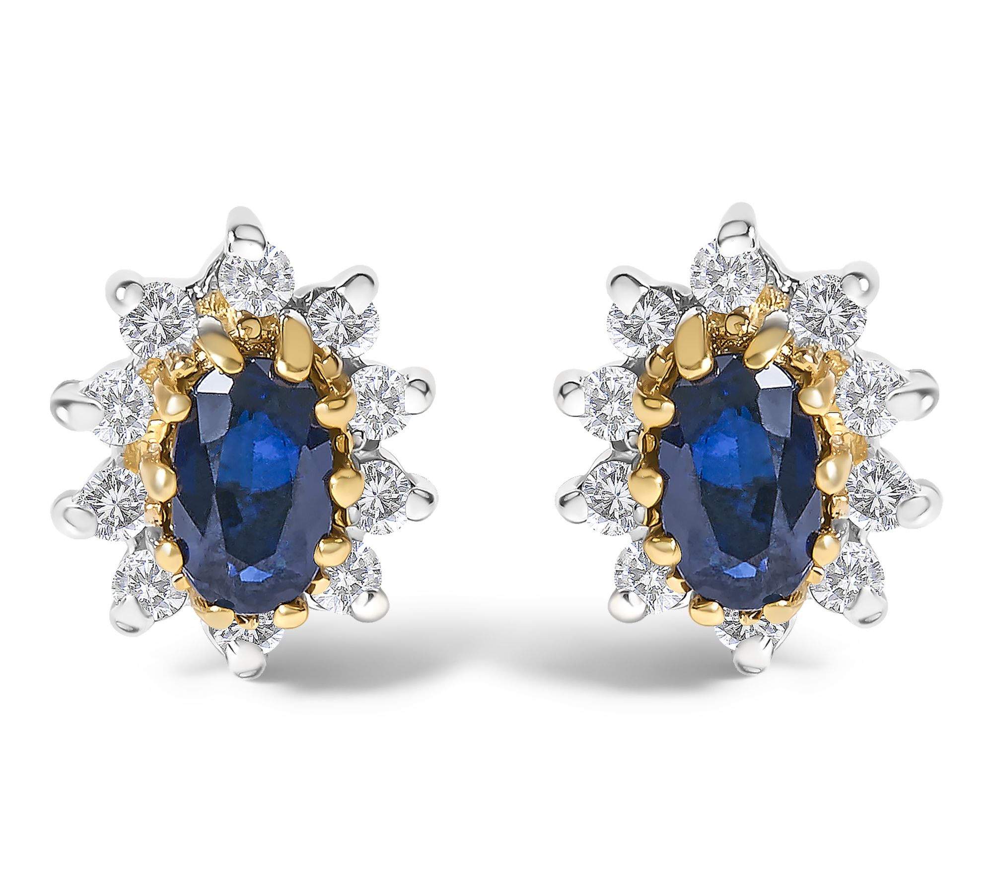 Haus of Brilliance Diamond & Sapphire Stud Earring, 14K Gold