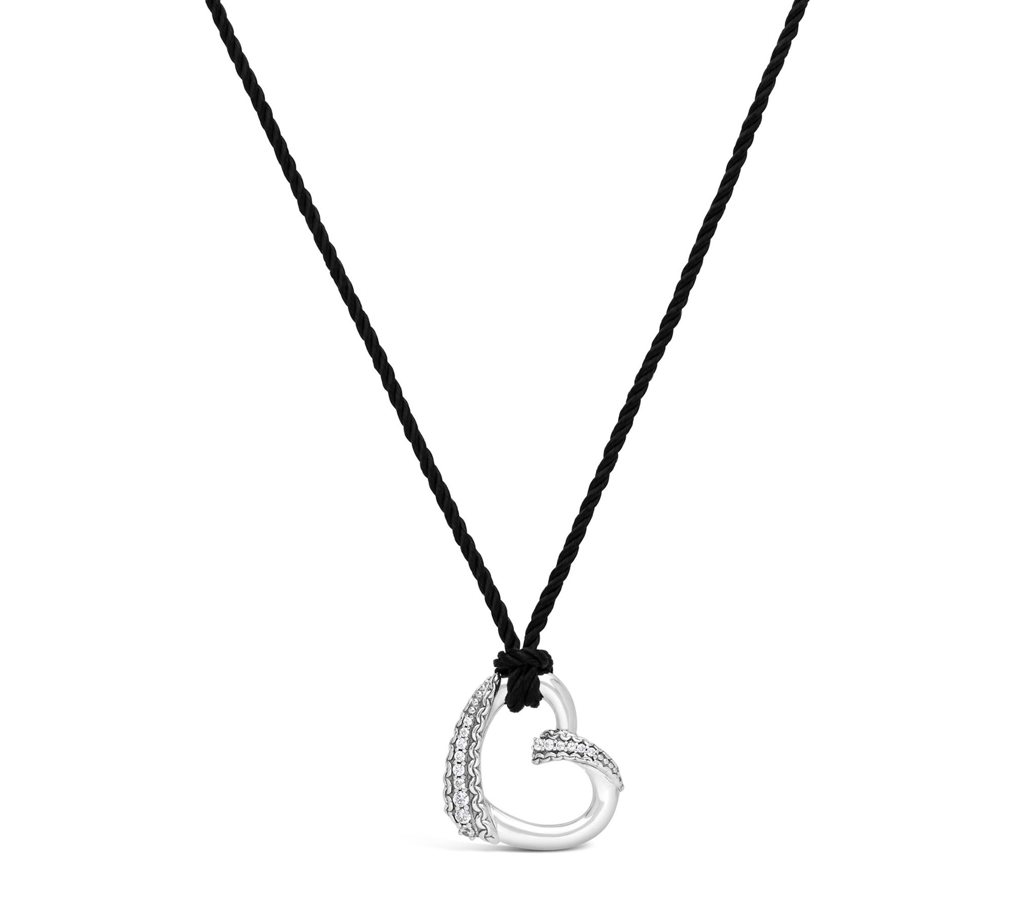 Tiffany Kay Studio Diamonique Heart w/ Black Cord, Sterling