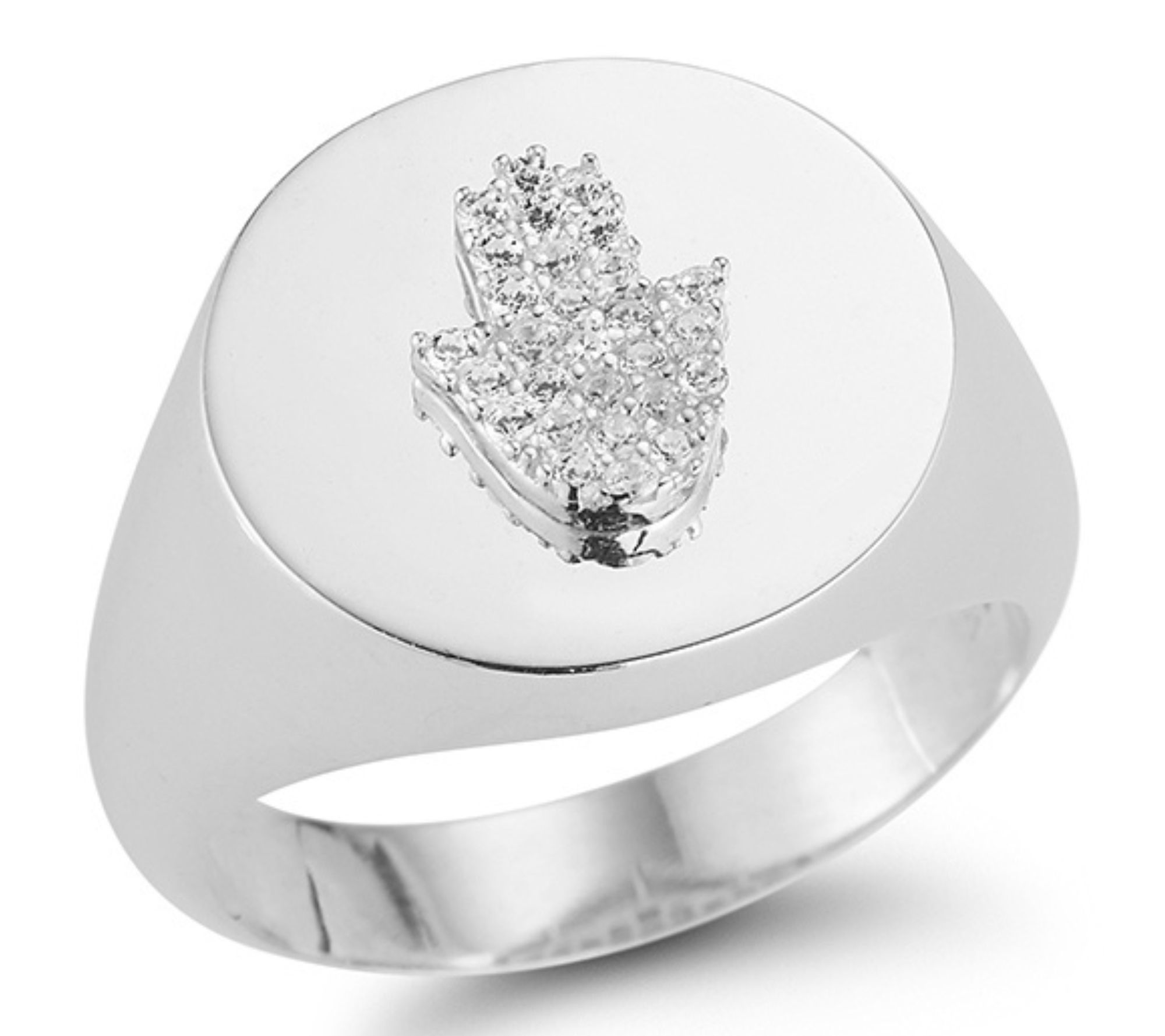 Sterlina Silver Pave Hamsa Hand Signet Ring, Sterling