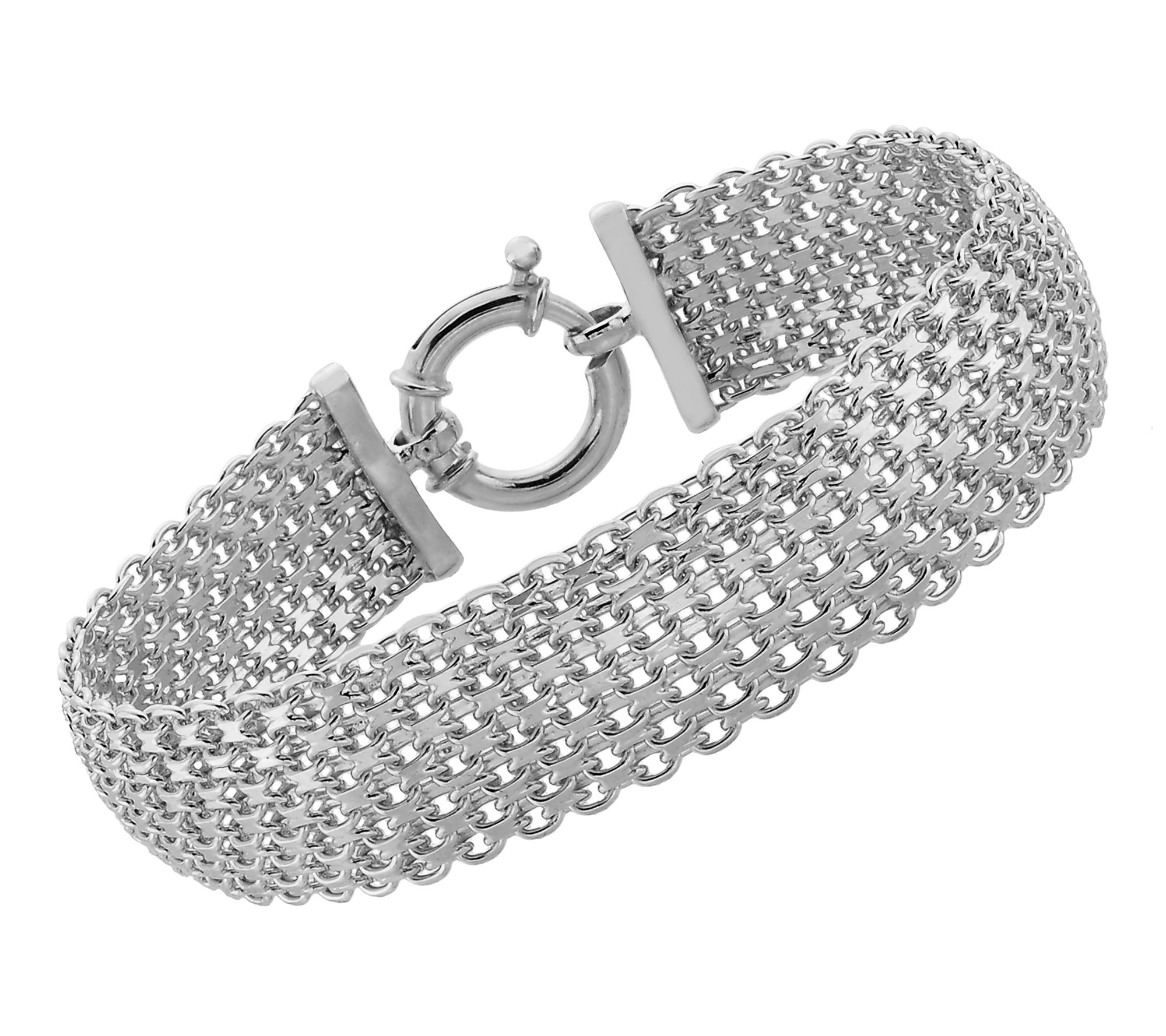 Silver Style Bold Tapestry Design Bracelet, Sterling