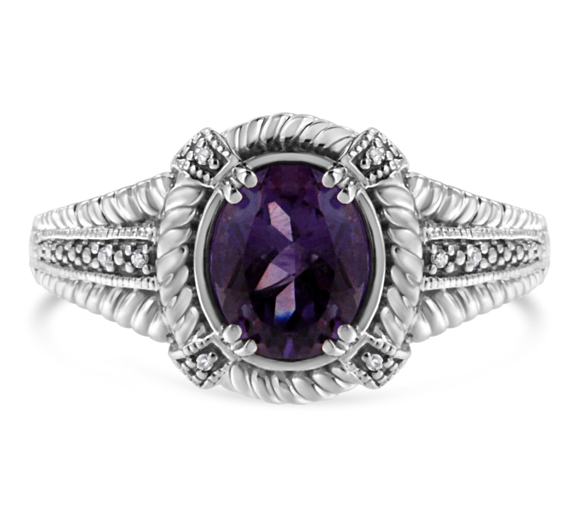 Haus of Brilliance Amethyst & Diamond Accent Ring, Sterling