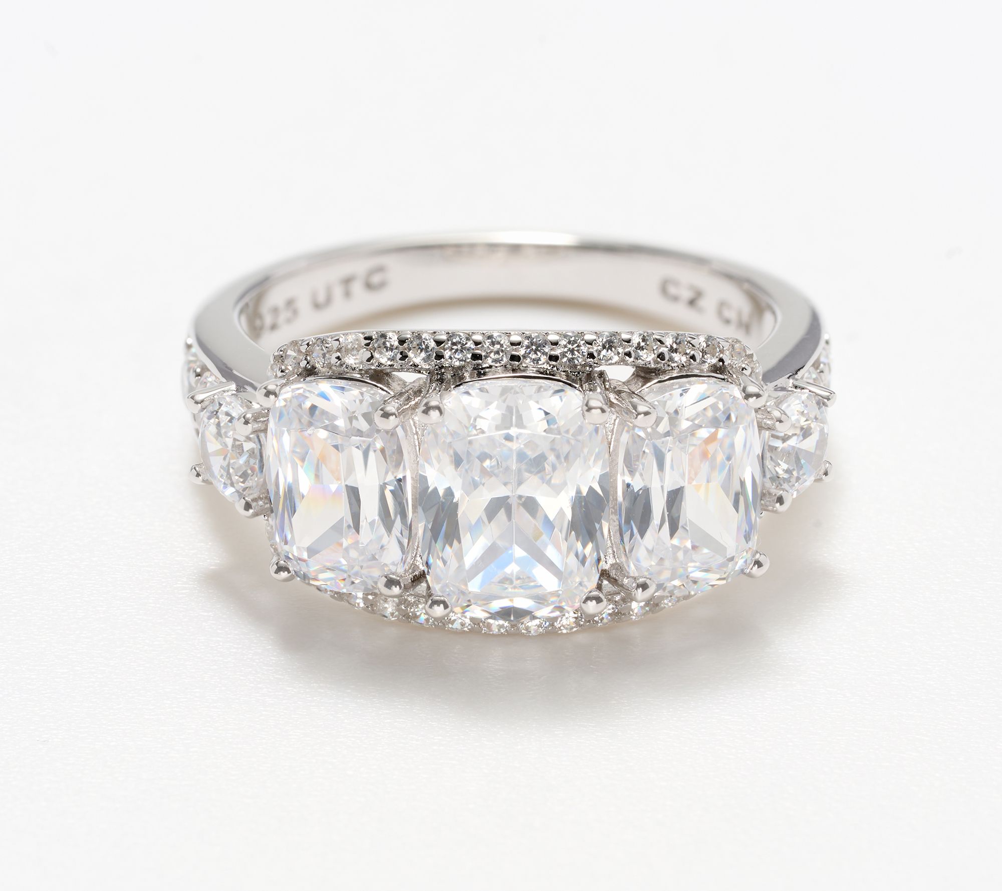 Diamonique x Kathy Levine Broadway Lights Triple Oval Ring, Sterling