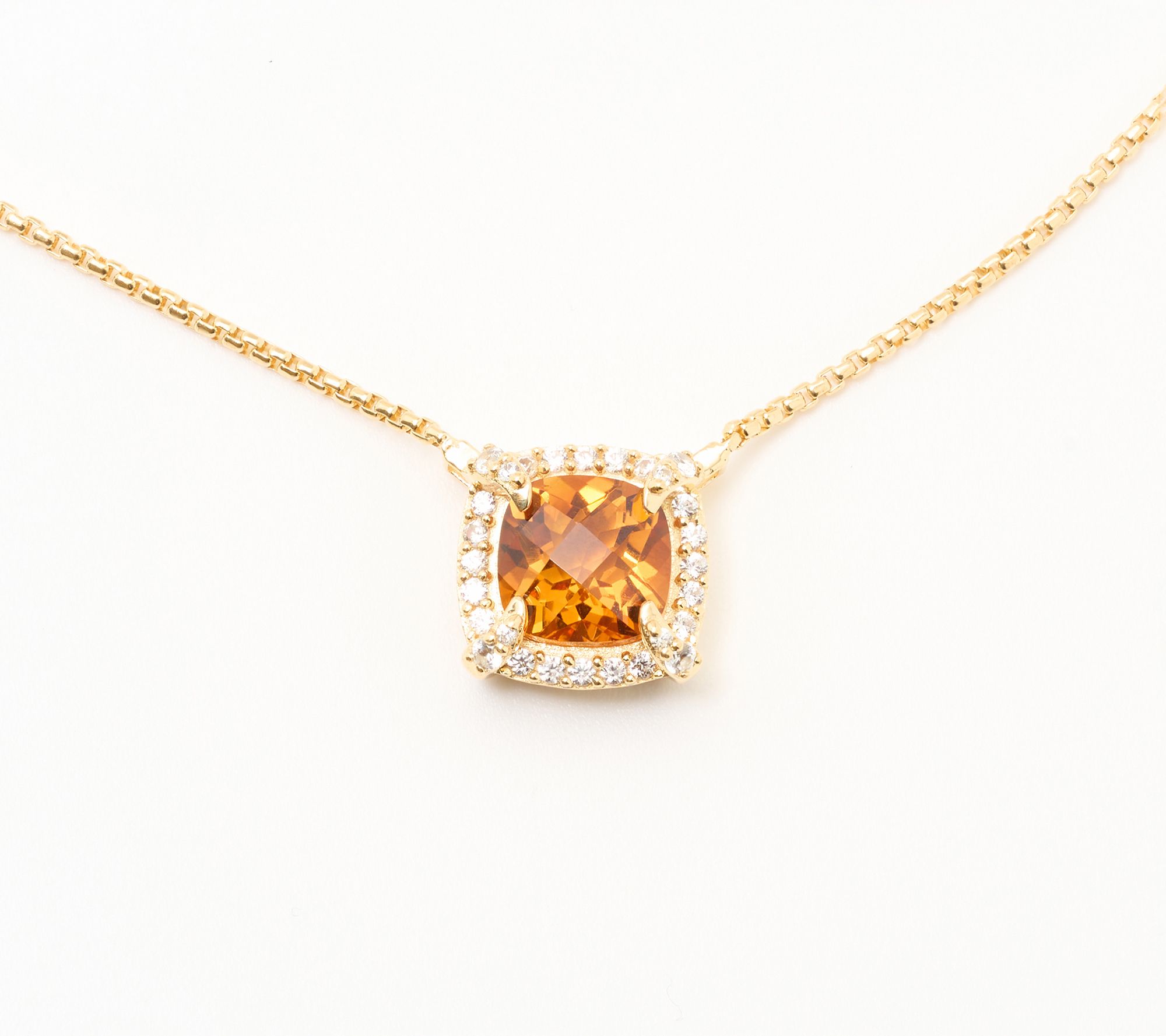 Christian James by Scott Grimes 14K Gold Clad Cushion Halo Necklace