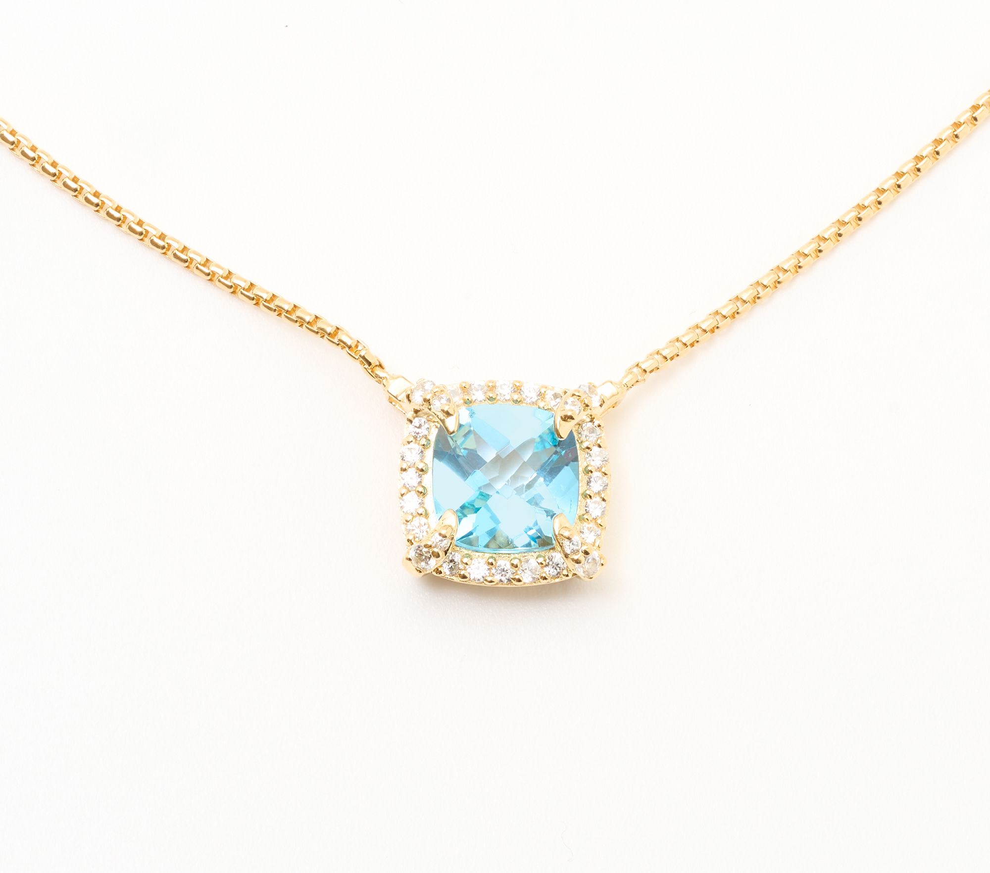 Christian James by Scott Grimes 14K Gold Clad Cushion Halo Necklace