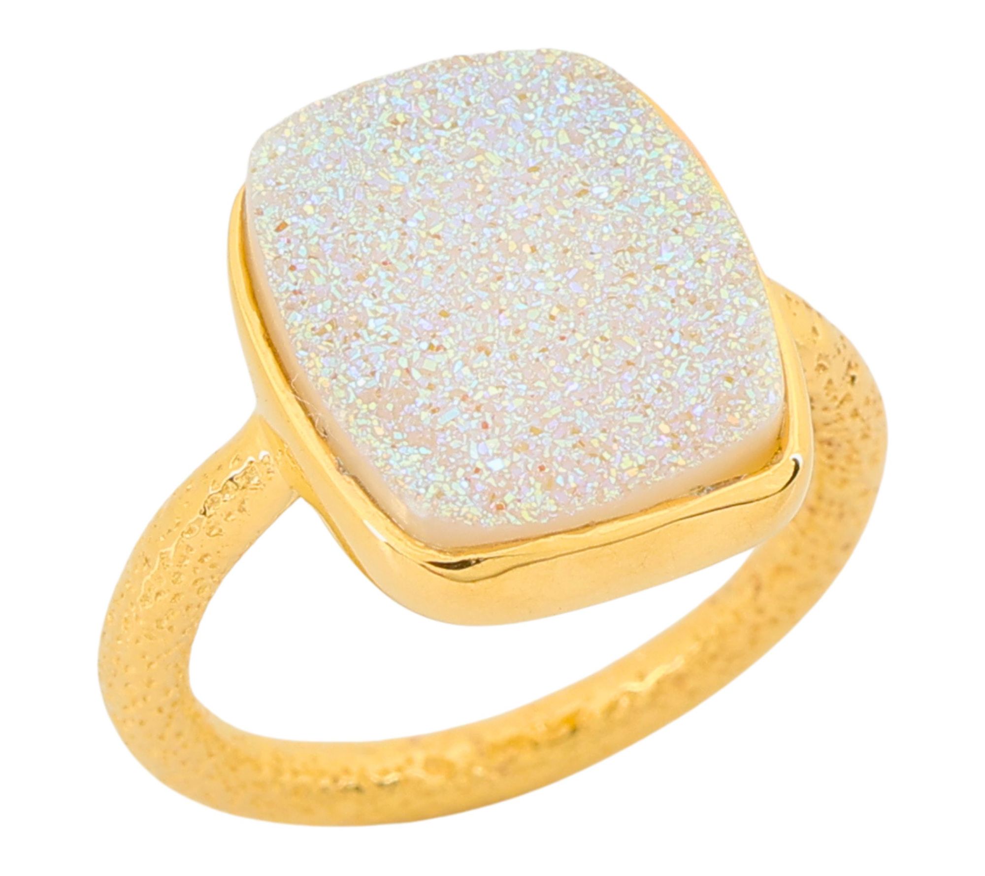 Affinity Gems Sparkling Druzy Solitaire Ring, 14K Gold Plated