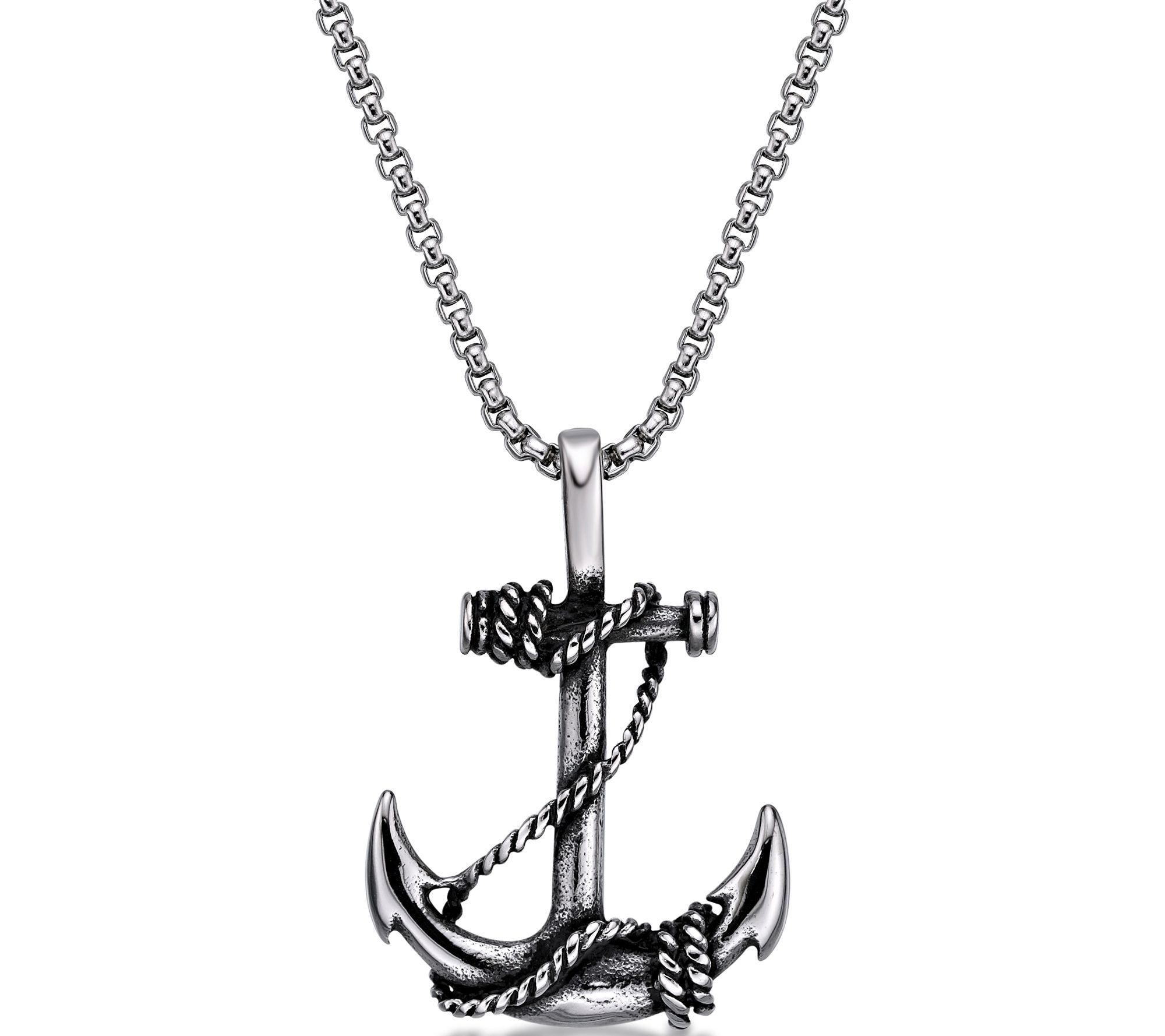 LYNX Men's Stainless Steel Anchor Pendant w/ Chain