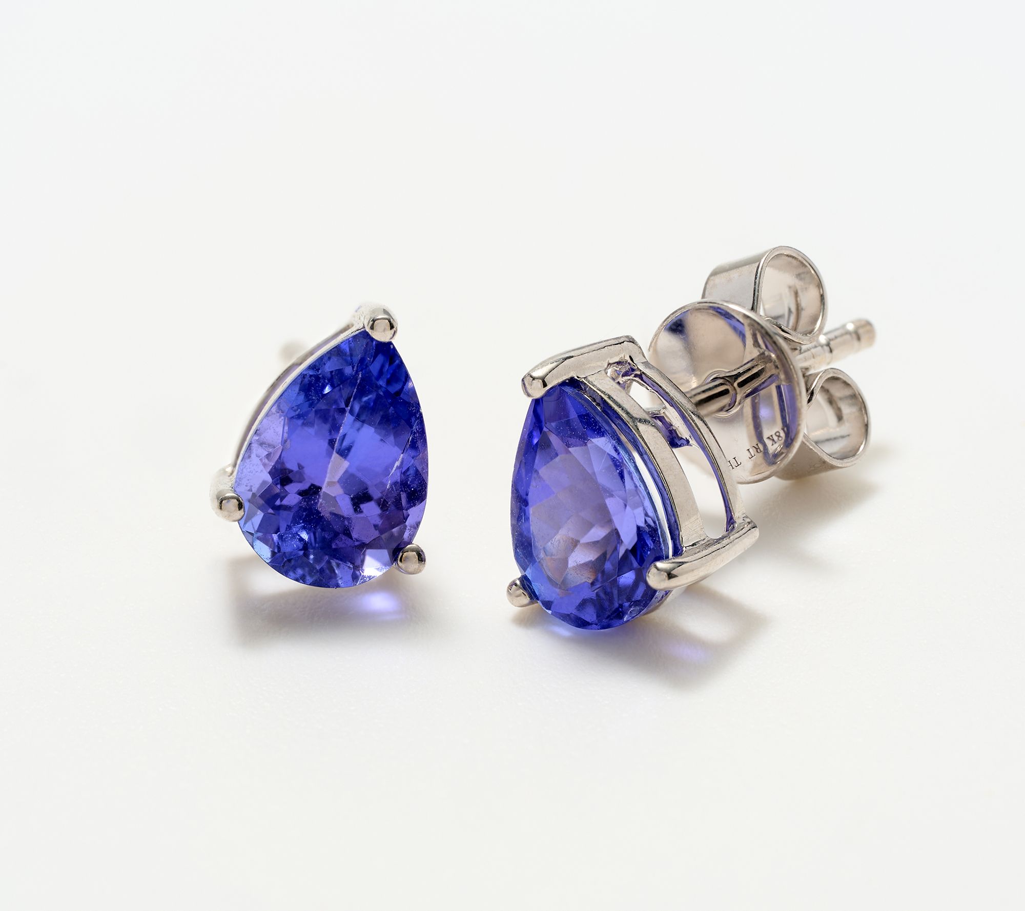 Pure Tanzanite by Jeff Moseley 2 cttw Pear 4 Prong Stud Earring, 18K