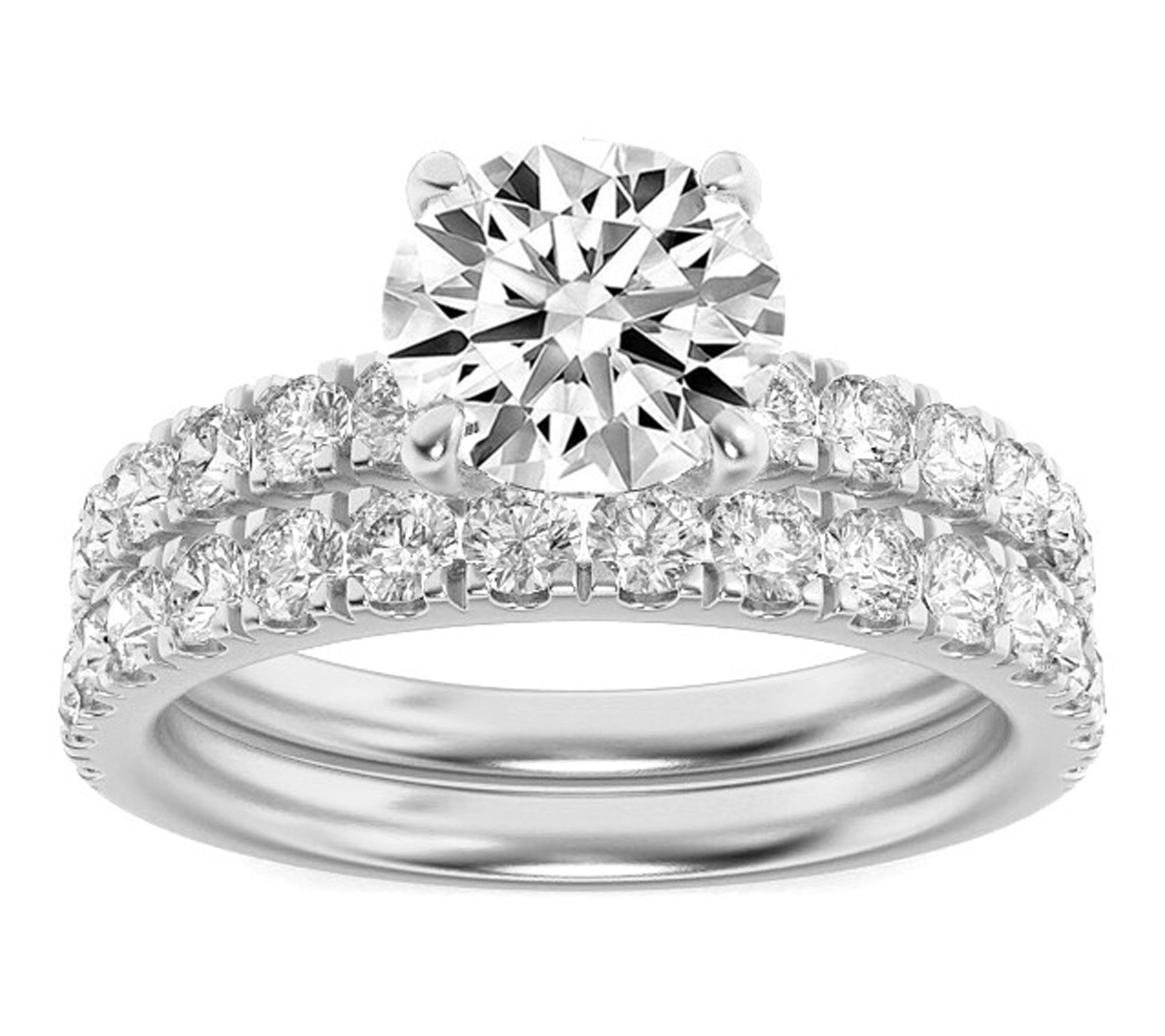  Fire Light 2.00 cttw Lab Grown Diamond Round Wedding Set, 14K