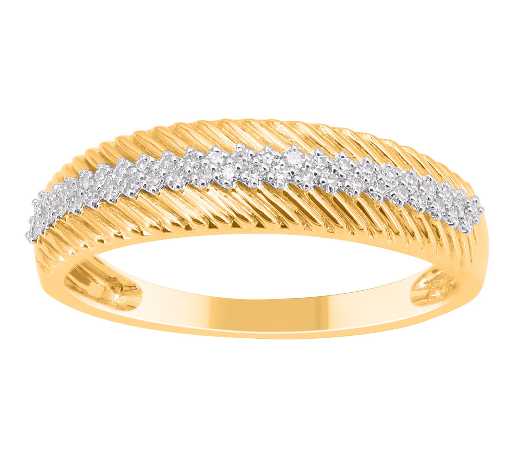 Affinity Diamonds Two-Tone Textured Band Ring,14K Gold