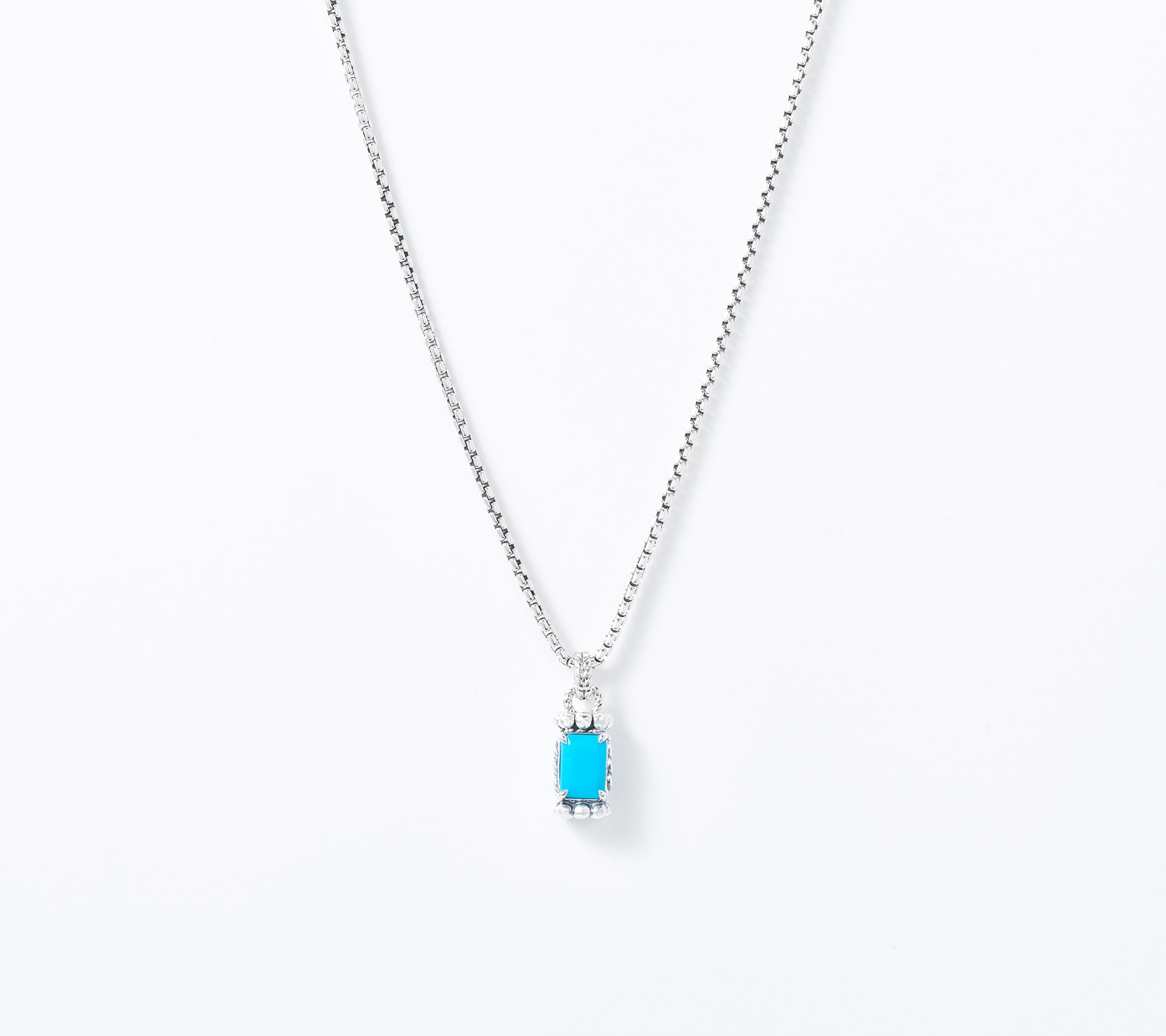 JAI Sterling Silver Baby Box Chain Emerald Cut 16" Necklace