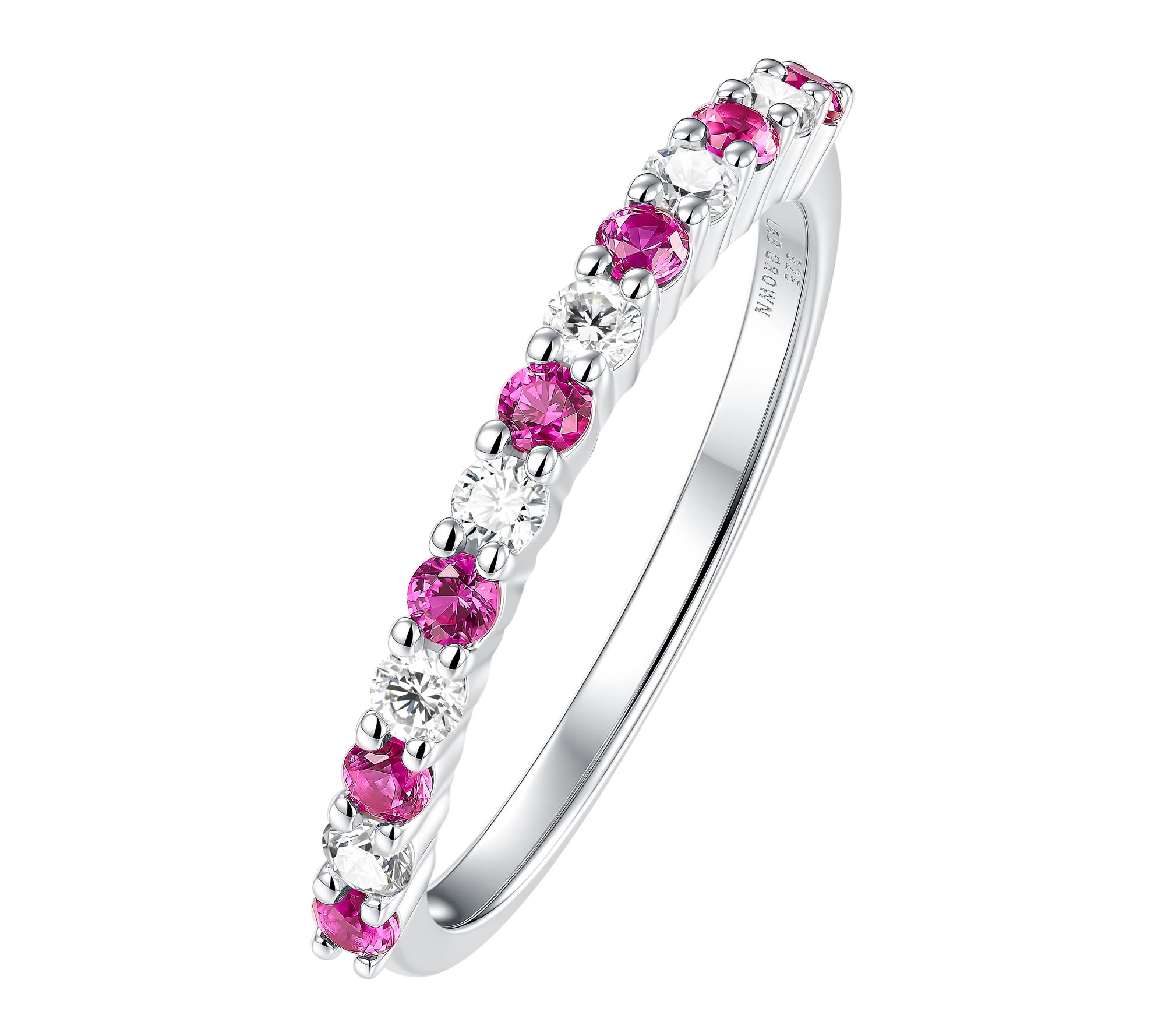 Fire Light Round Lab Diamond & Gemstone Half -Eternity Ring