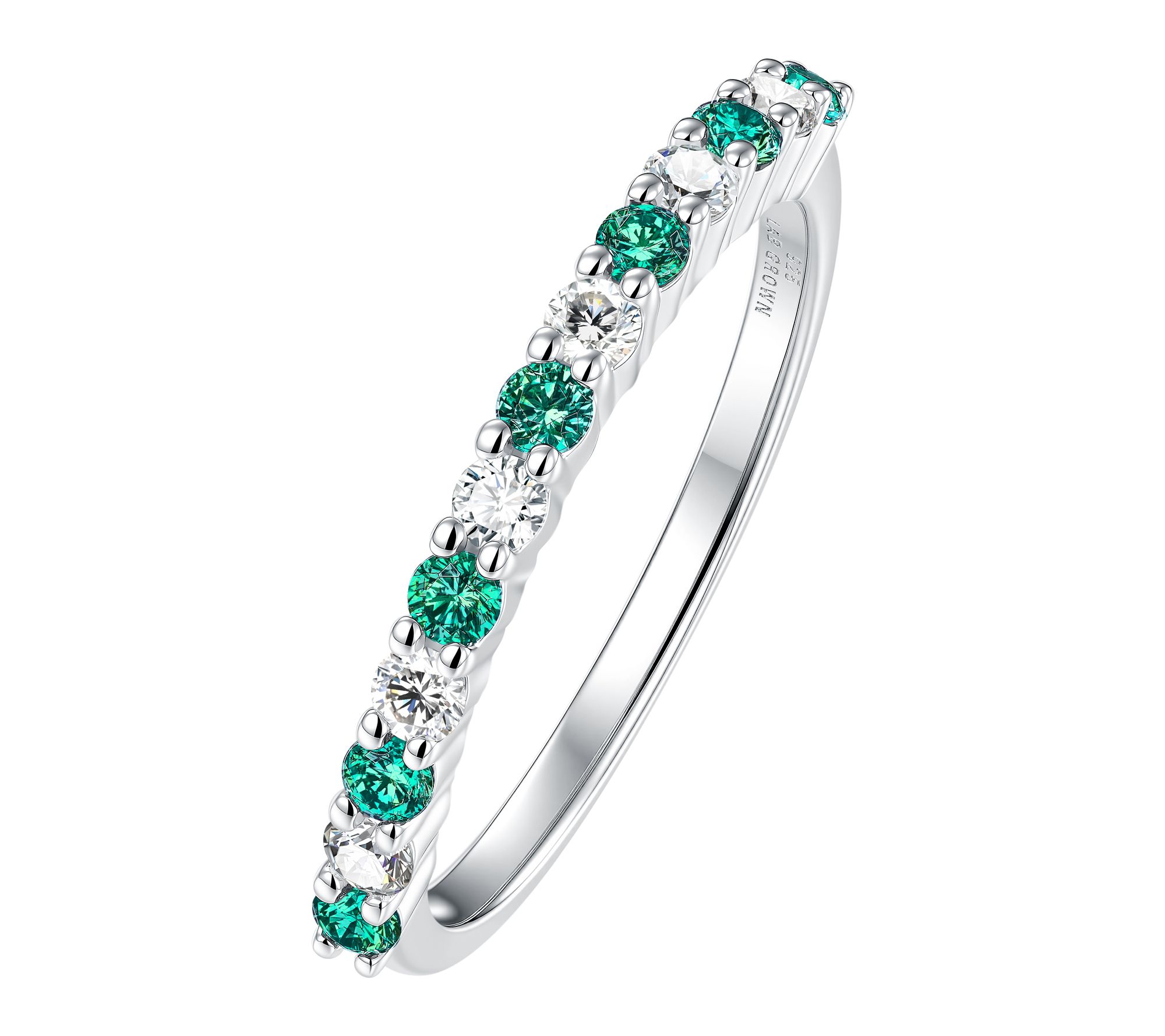 Fire Light Round Lab Diamond & Gemstone Half -Eternity Ring
