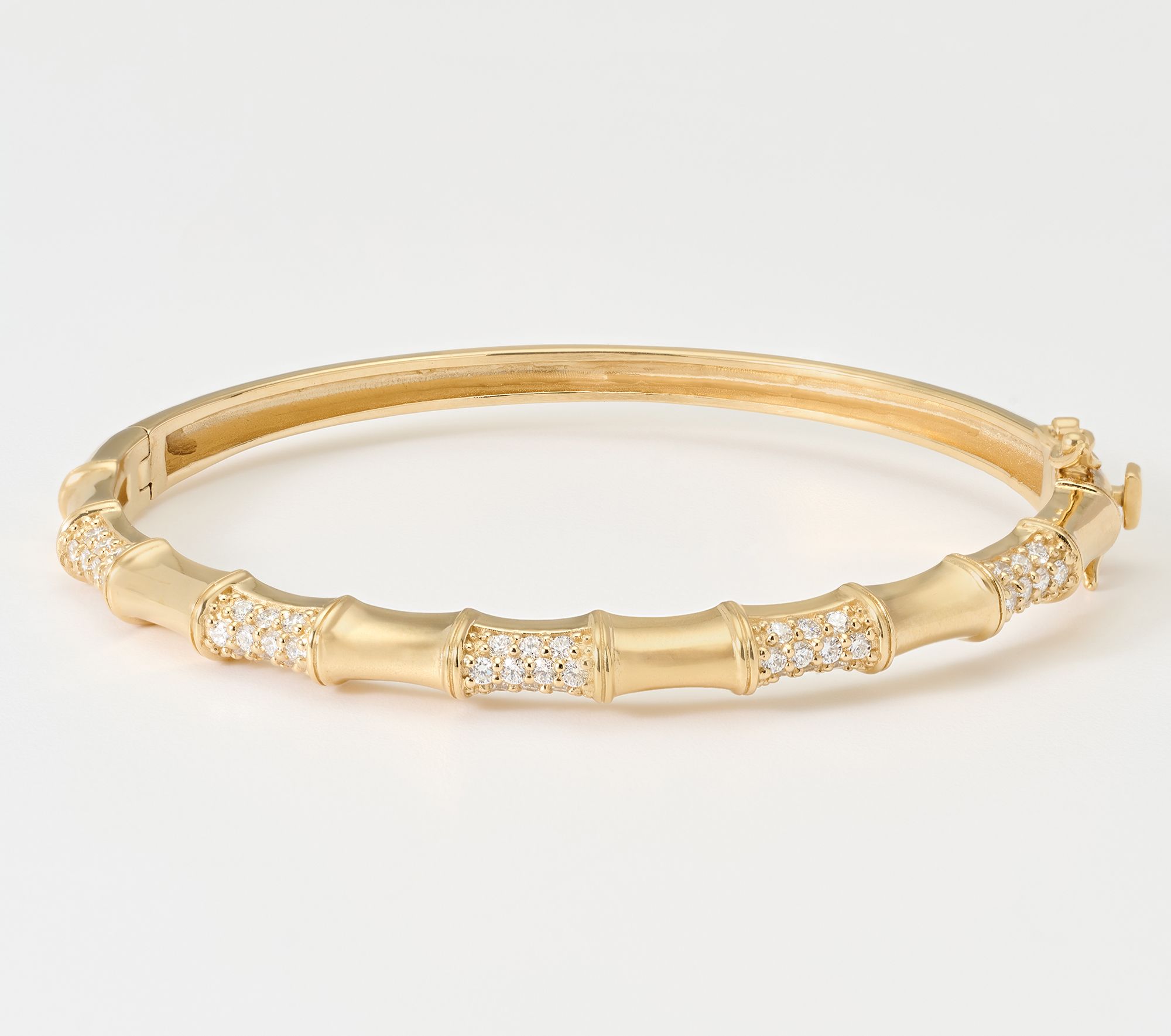Fire Light Lab Grown Diamonds 1.00 cttw Pave Bamboo Bangle, Sterling Silver