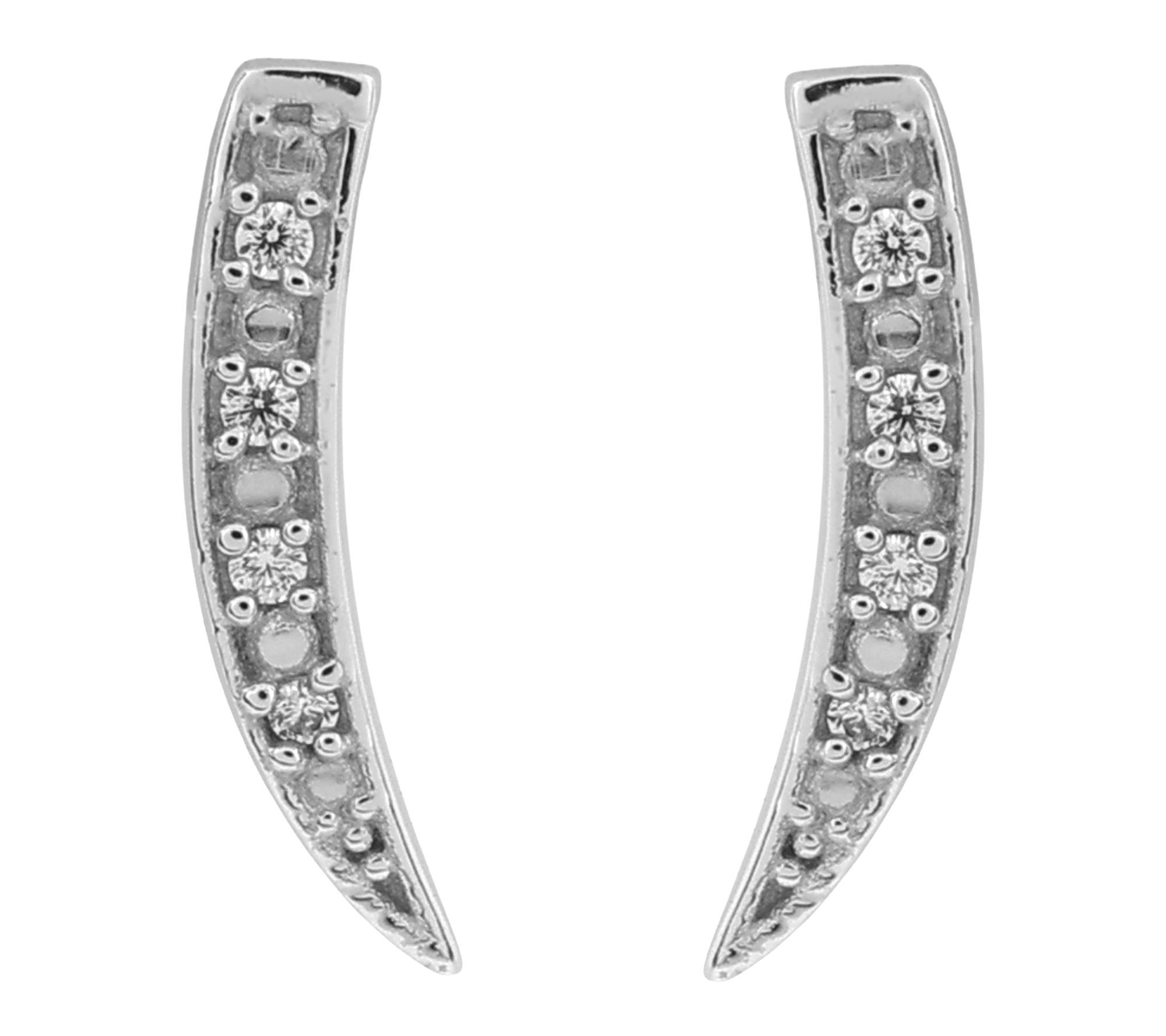 Diamonique Curved Bar Stud Earrings, Sterling Silver
