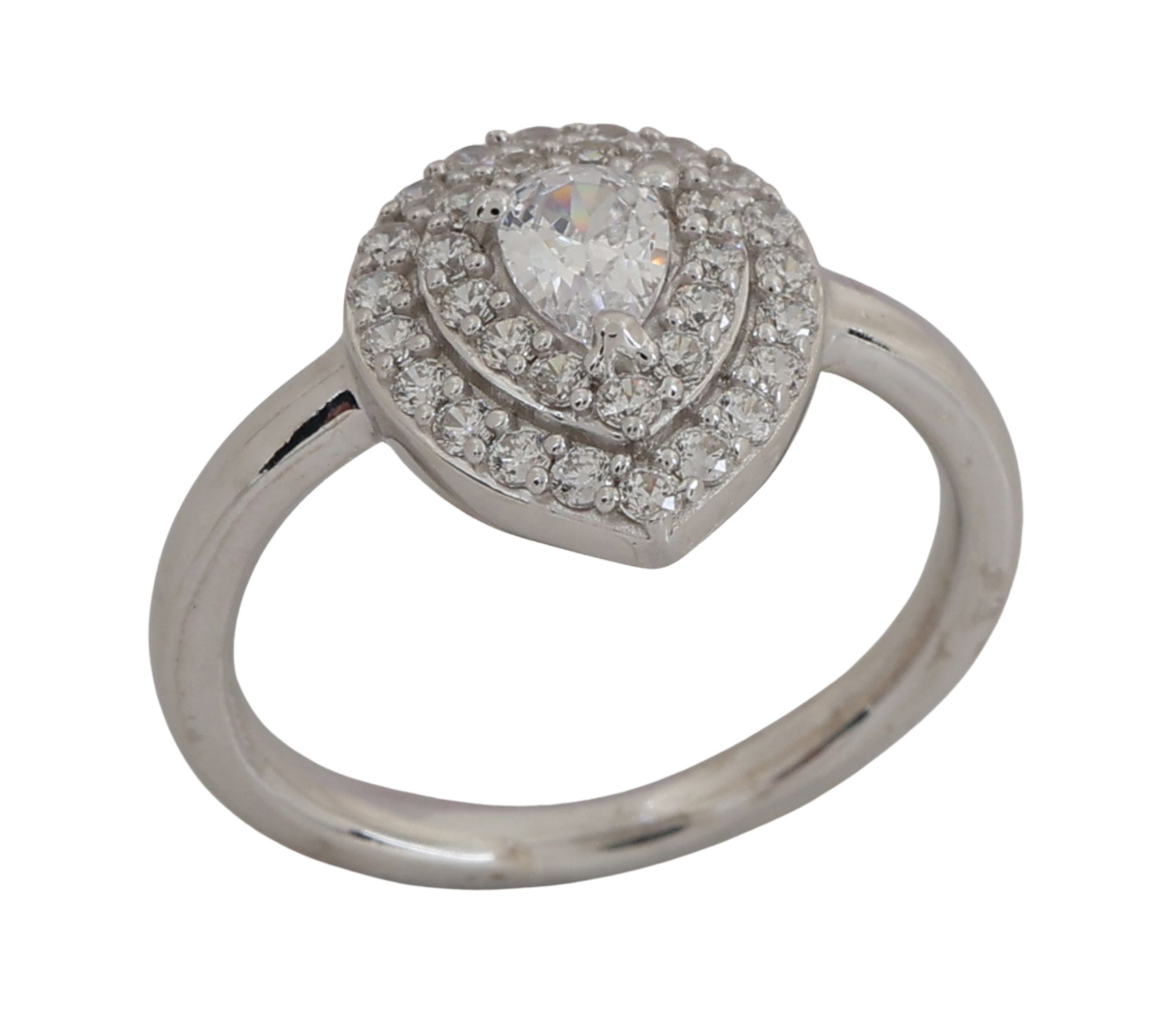 Diamonique Pear Cut Halo Ring, Sterling Silver