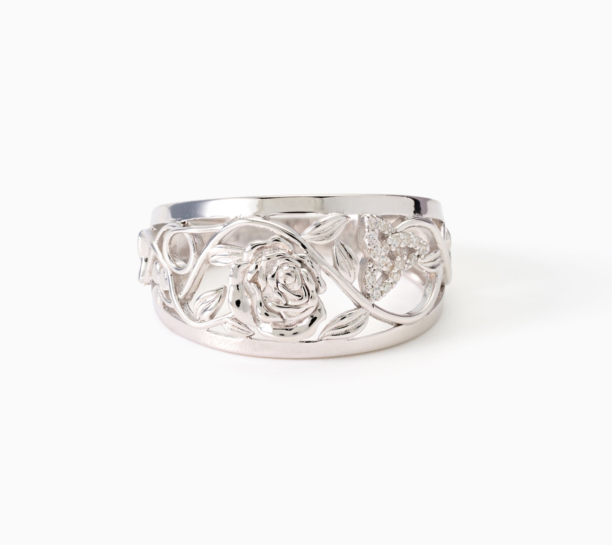 Solvar Sterling Silver Rose Band Ring