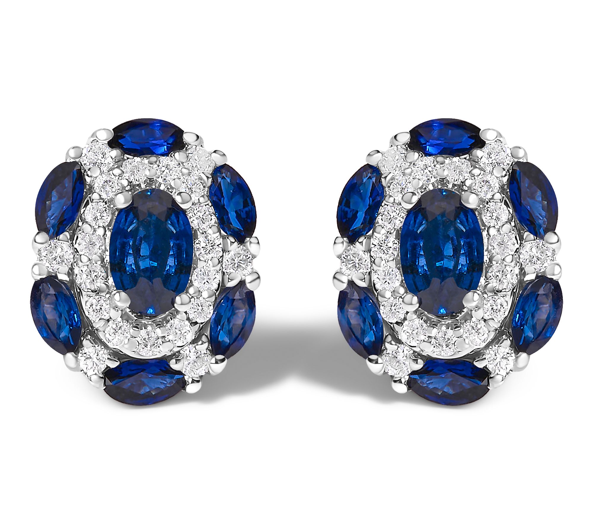 Haus of Brilliance Sapphire & Diamond Stud Earrings, 14K