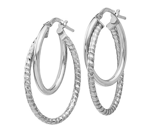Italian Silver Interlocking Oval Hoop Earrings