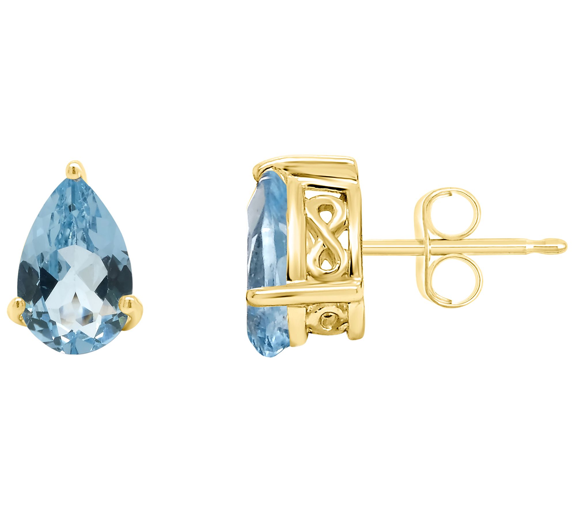 14K Gold 8x5mm Pear Shaped Sky Blue Topaz StudEarrings