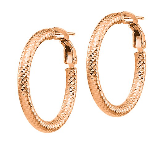 Italian Gold Round Diamond-Cut Hoop Earrings, 14K